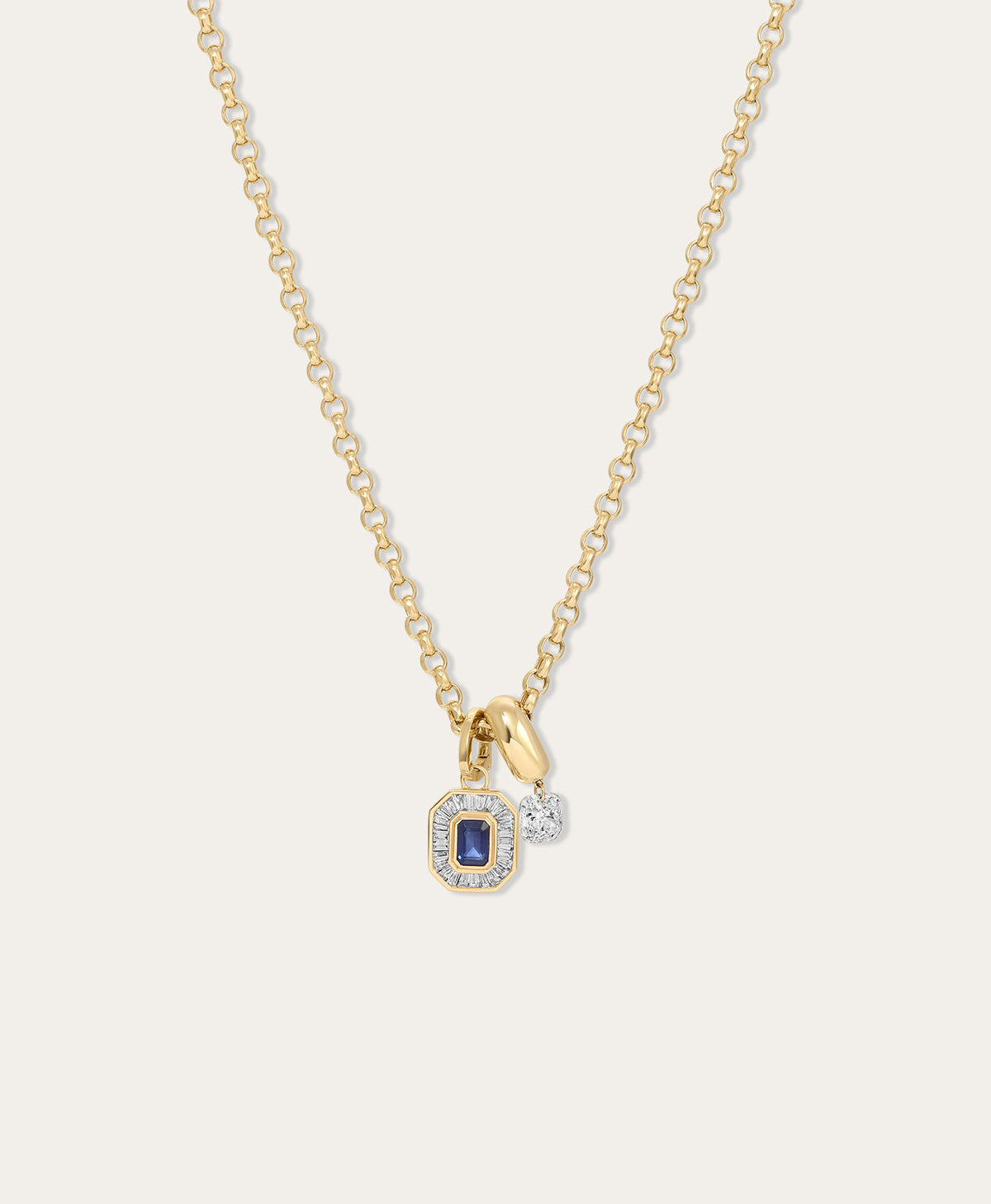 Something Blue Sapphire + Diamond Charm Necklace