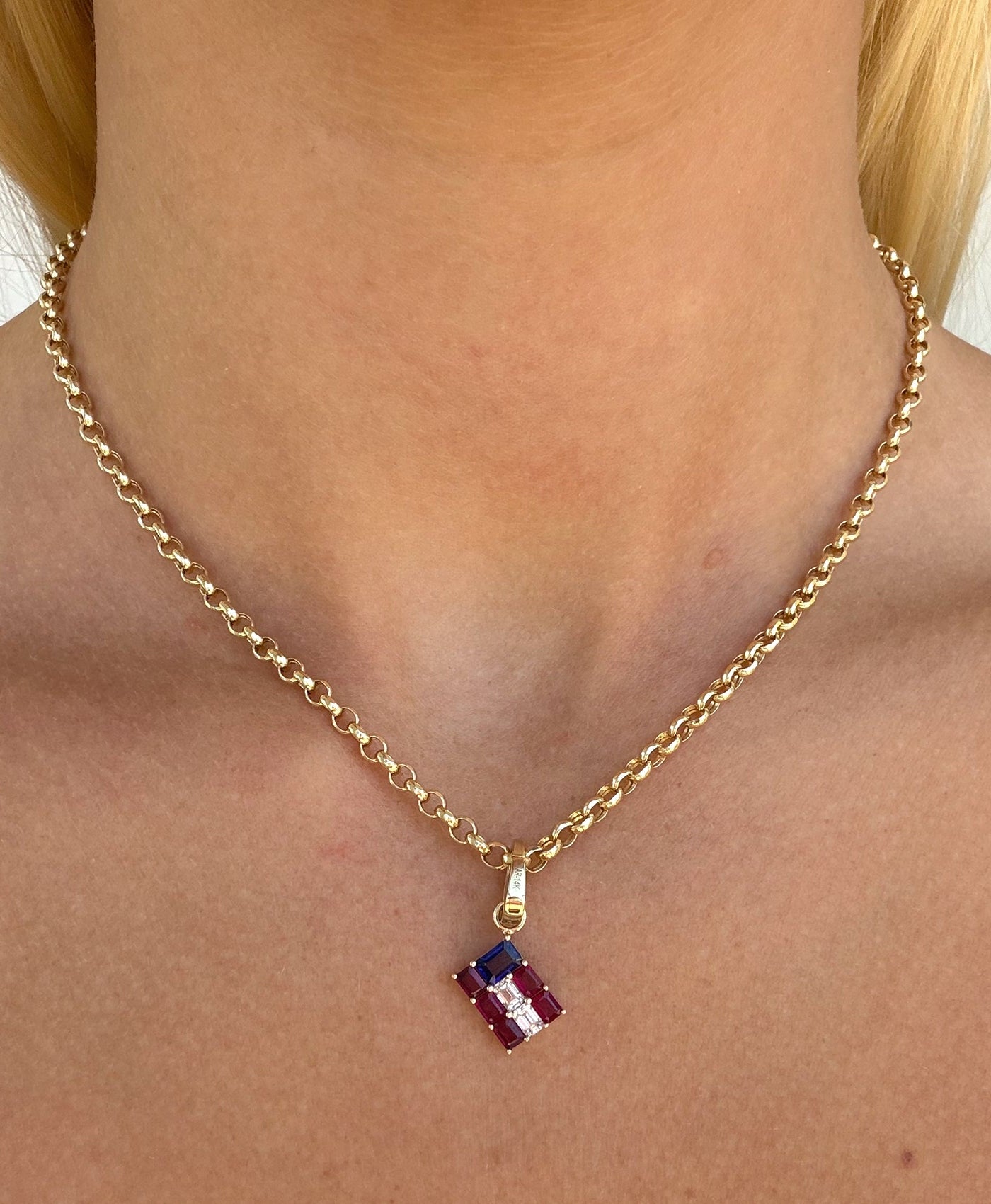 Stars and Stripes Diamond, Sapphire and Ruby Hinged Charm