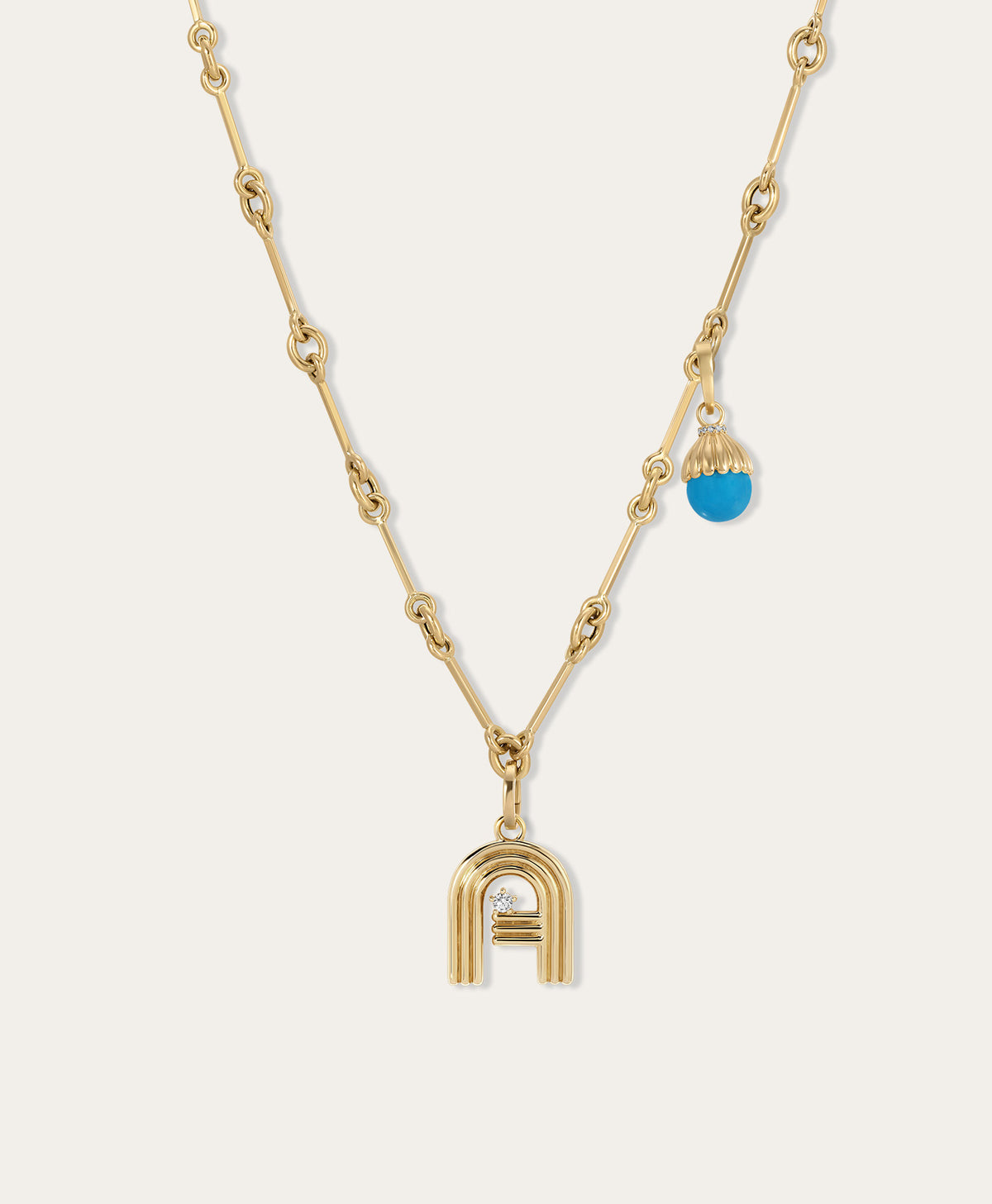 Name Drop Diamond and Gemstone Charm Necklace