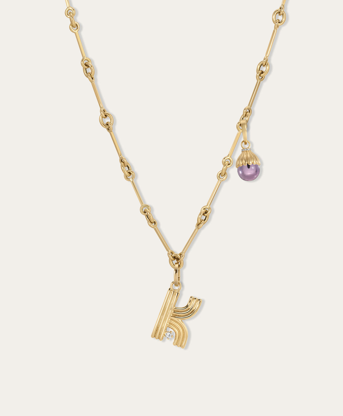 Name Drop Diamond and Gemstone Charm Necklace