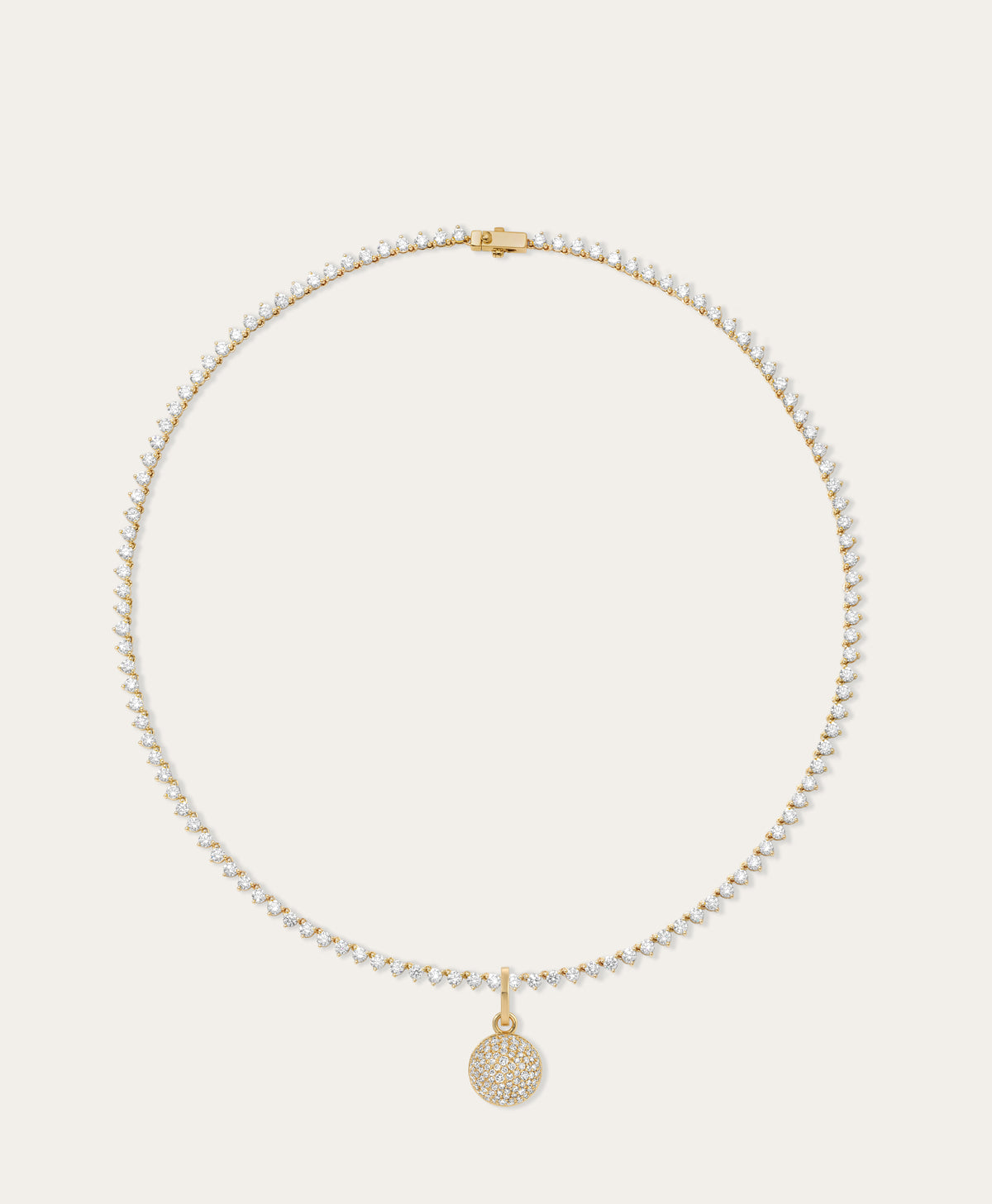 Stellar Pavé Diamond Hinged Charm on Tennis Necklace - Lab Grown