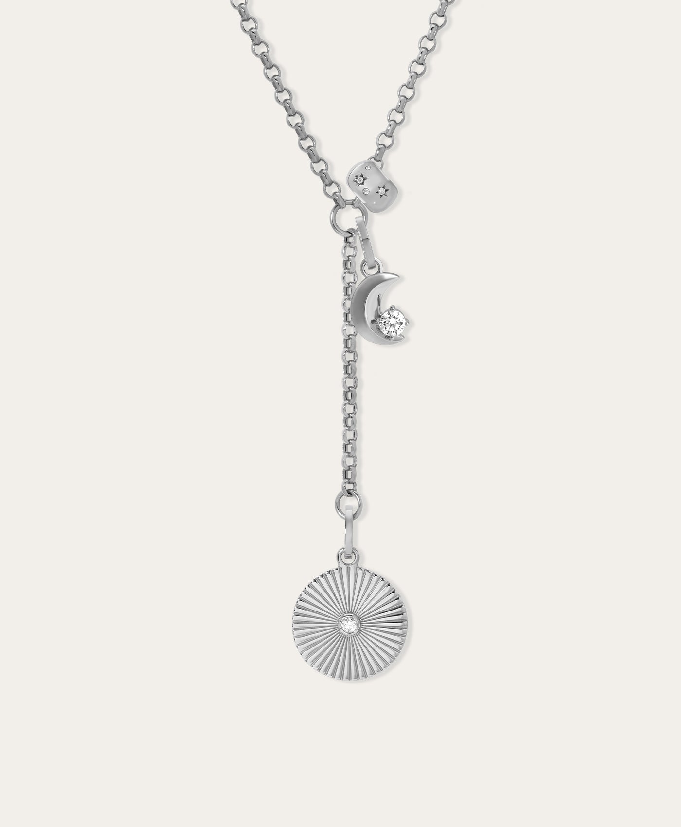 The Moon and The Stars Lariat Necklace in Sterling Silver