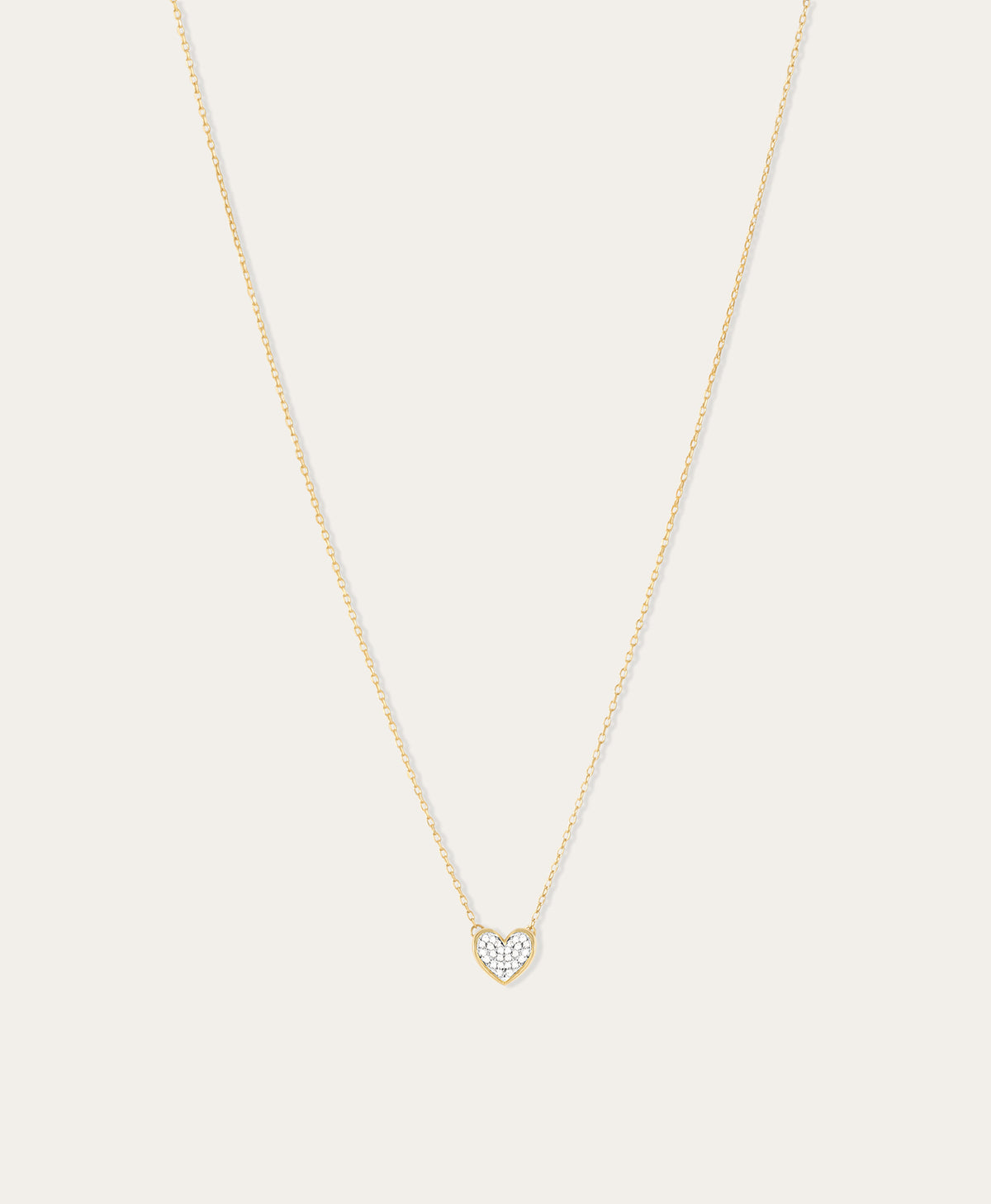 Tiny Pavé Folded Heart Necklace