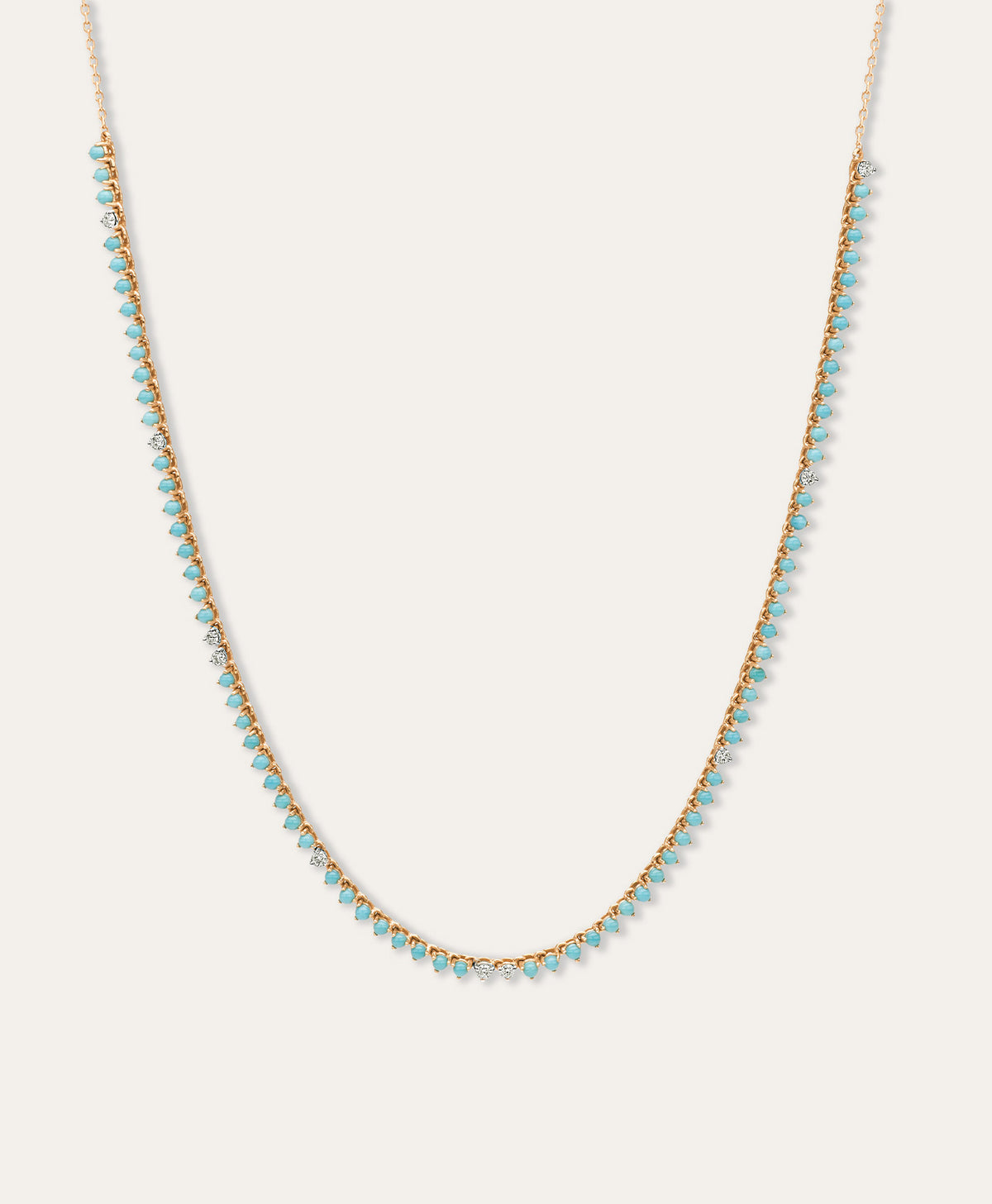 Turquoise + Diamond Half Riviera Necklace