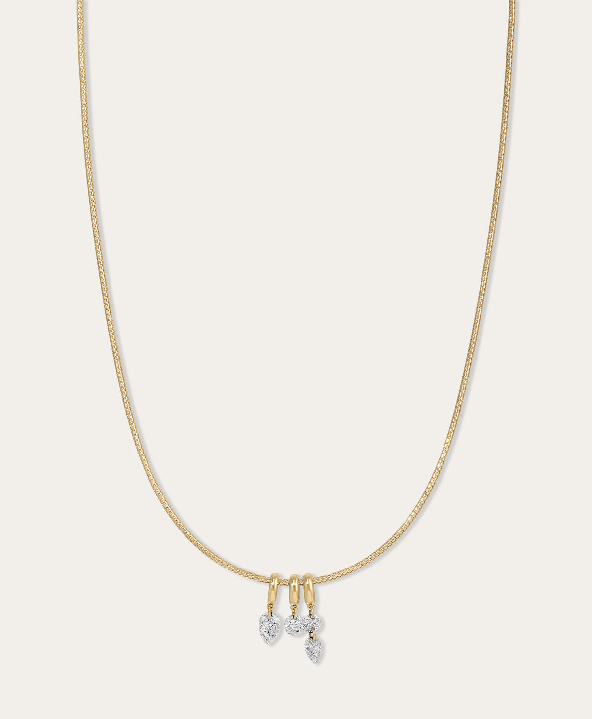 Twinkle Diamond Trio  Mini Bead Collar Necklace