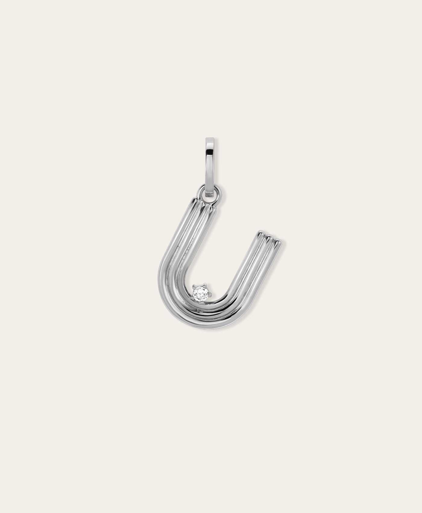 Groovy Diamond Initial Hinged Charm in Sterling Silver