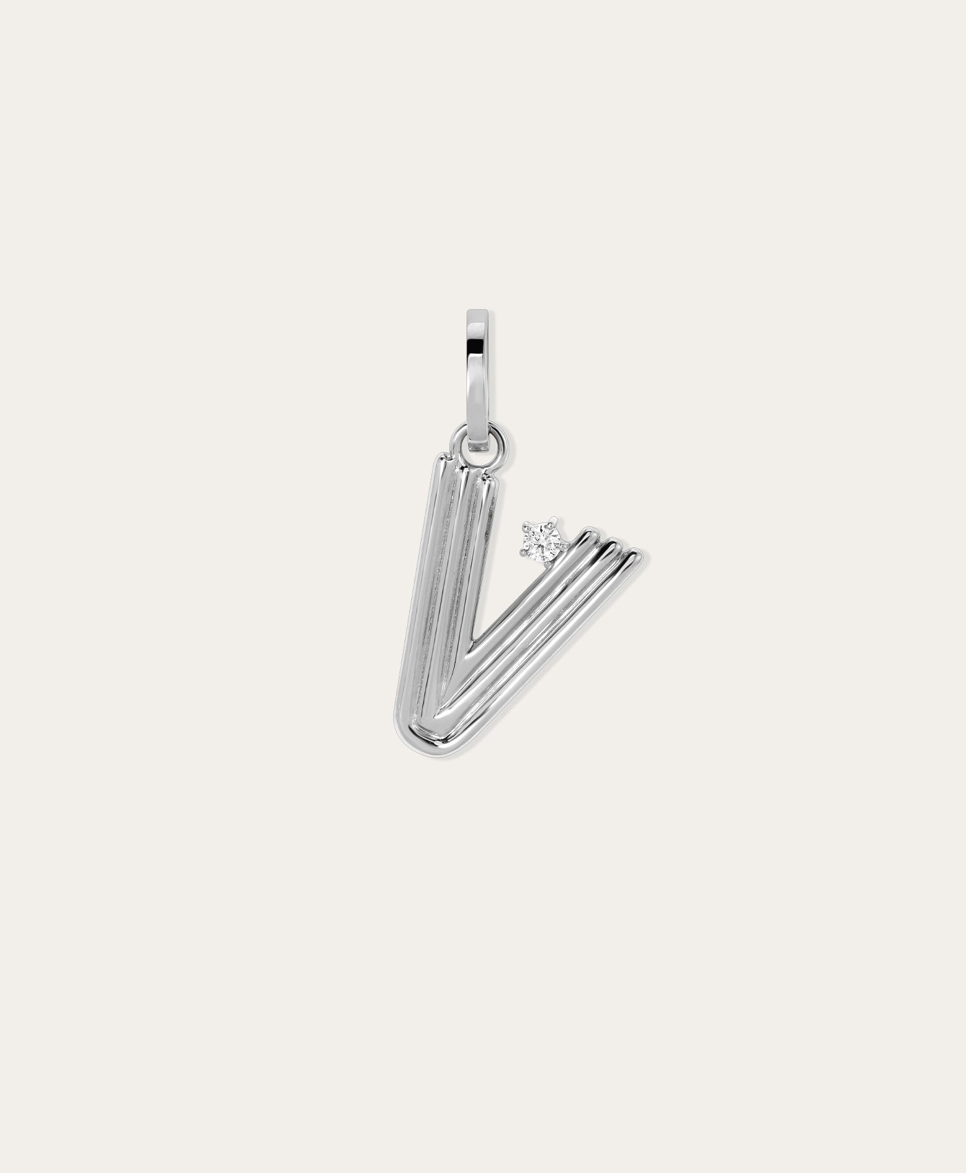 Groovy Diamond Initial Hinged Charm in Sterling Silver