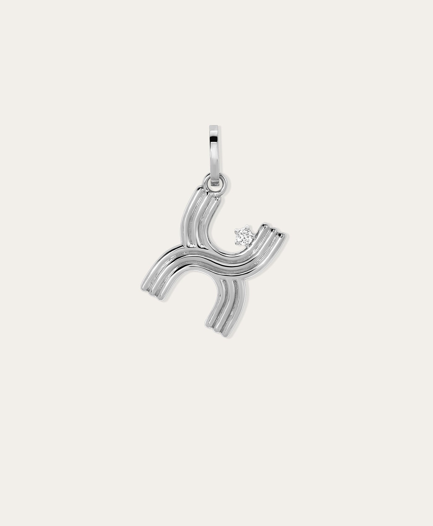Groovy Diamond Initial Hinged Charm in Sterling Silver
