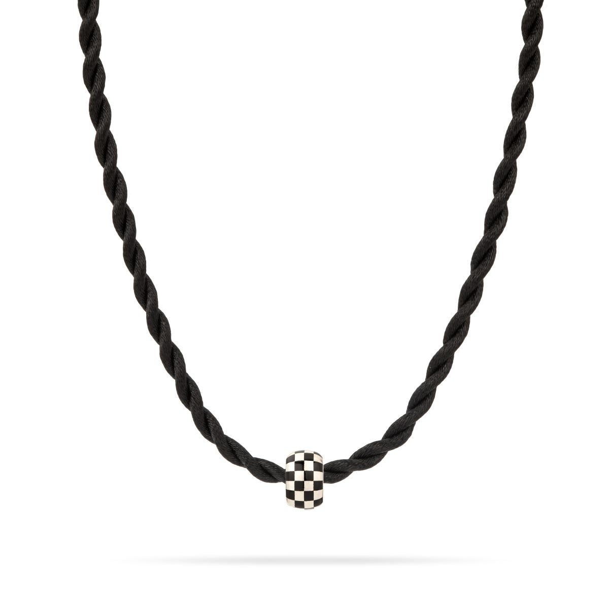 Black Ceramic Checkerboard Big Bead