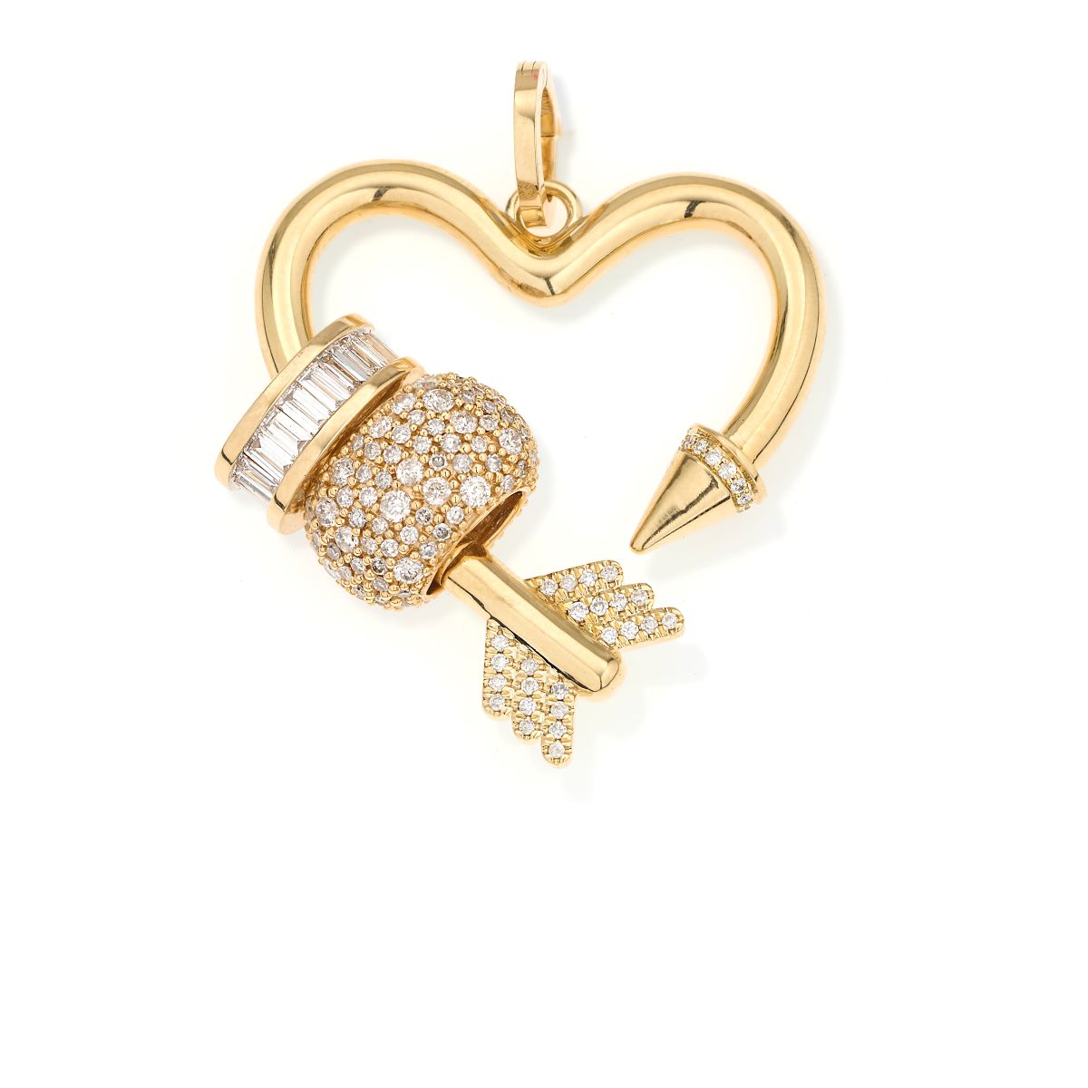 Diamond Arrow Heart Hinged Charm for Big Beads