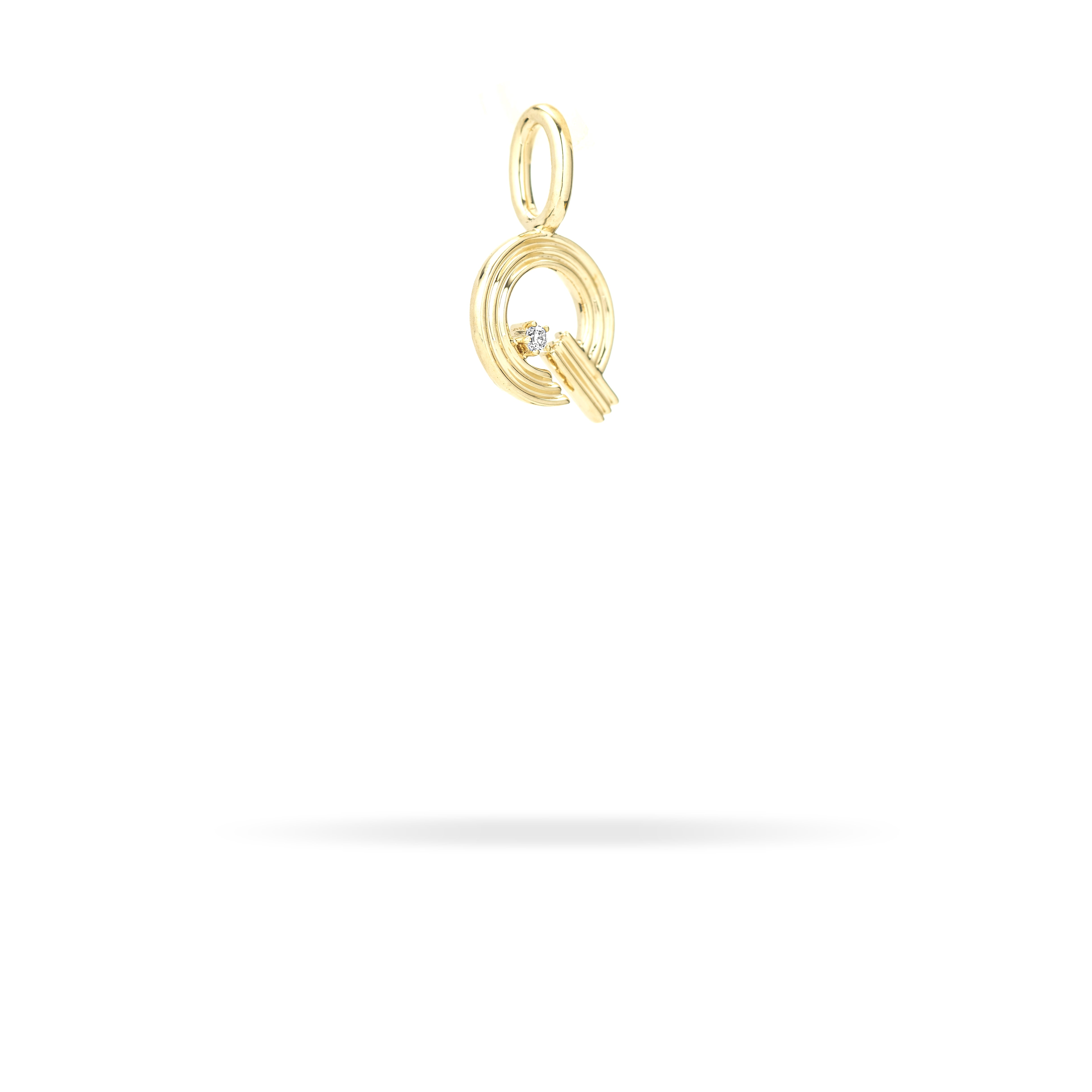 Groovy Diamond Initial Mini Charm Q