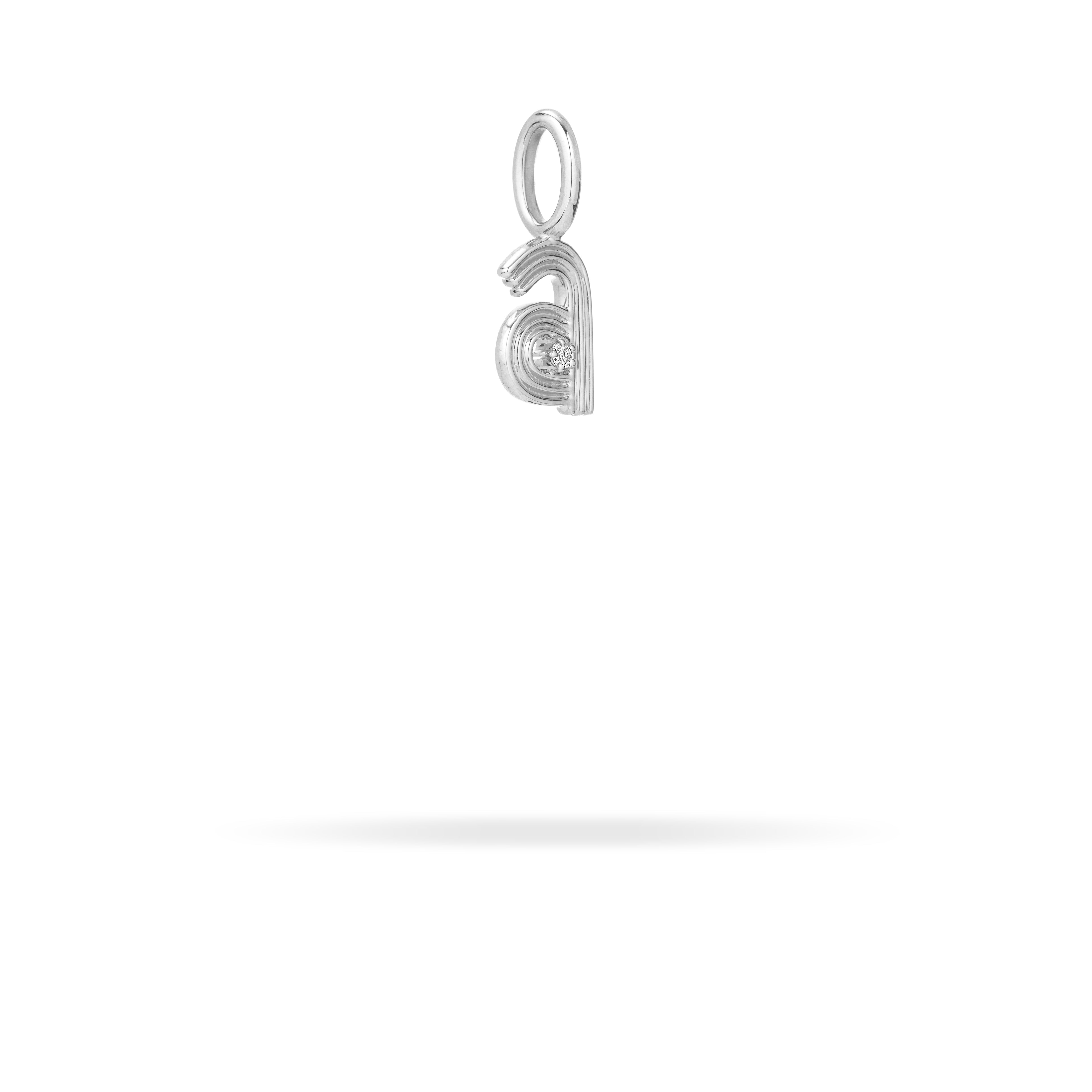 Groovy Diamond Initial Mini Bead Charm in Sterling Silver