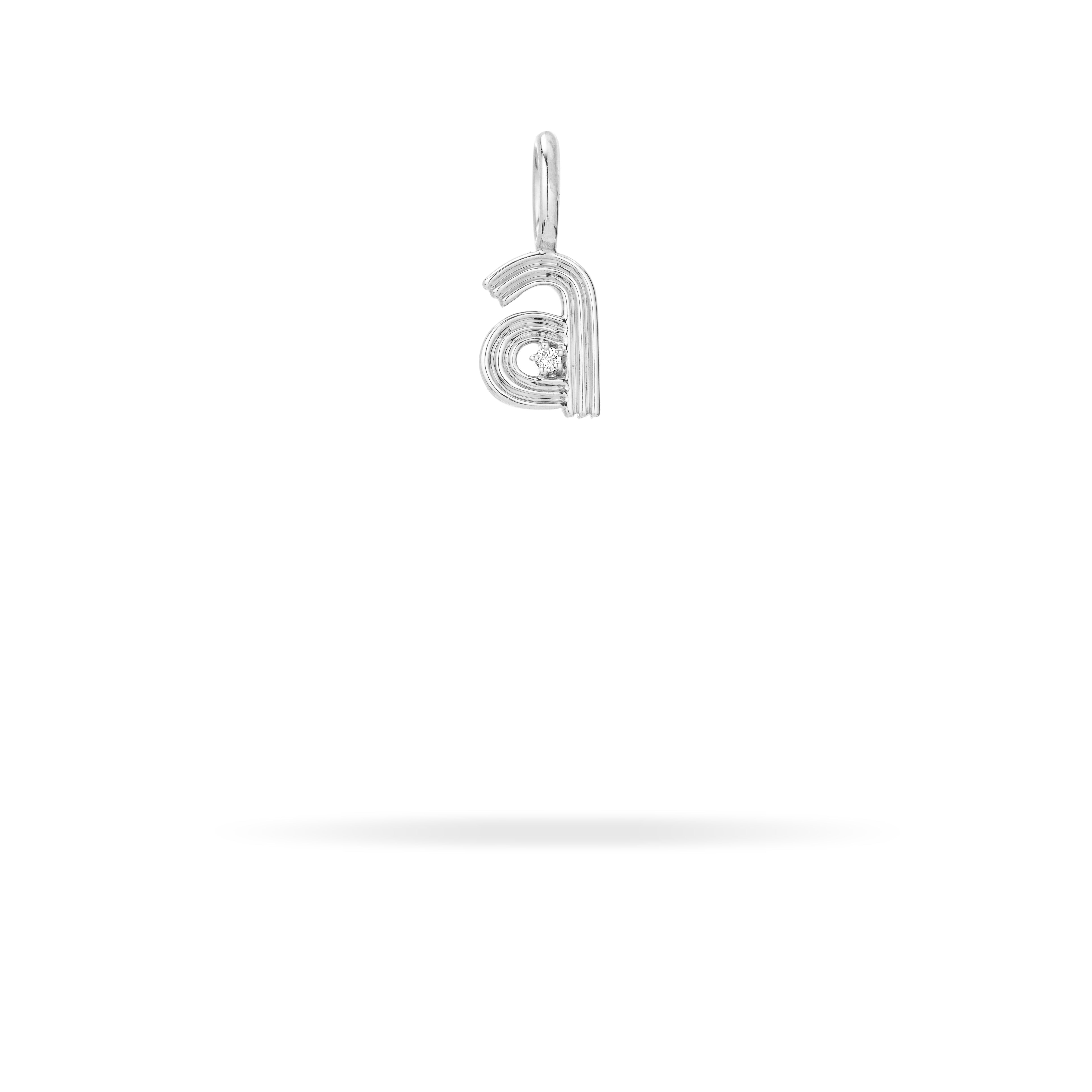 Groovy Diamond Initial Mini Bead Charm in Sterling Silver