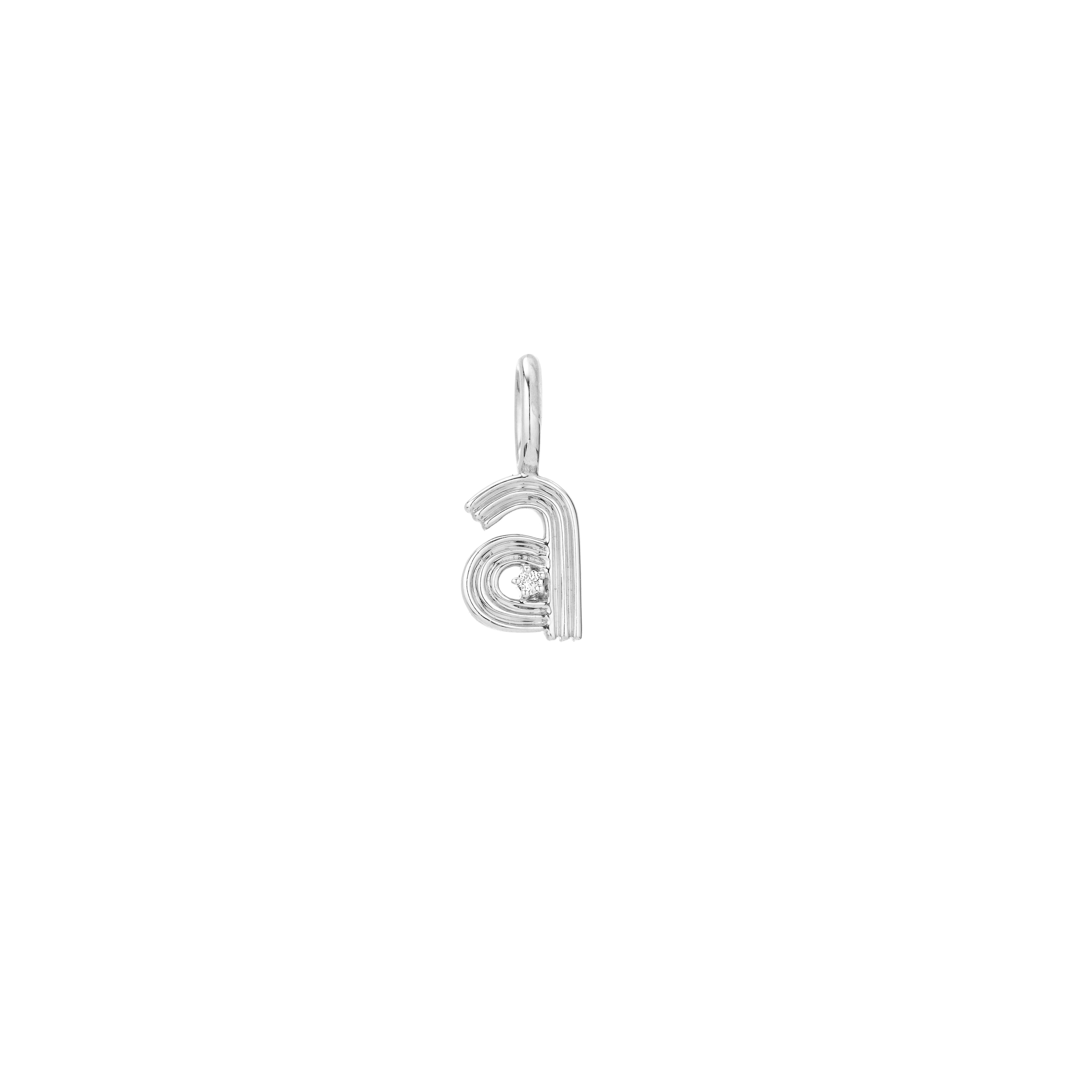 Groovy Diamond Initial Mini Charm in Sterling Silver