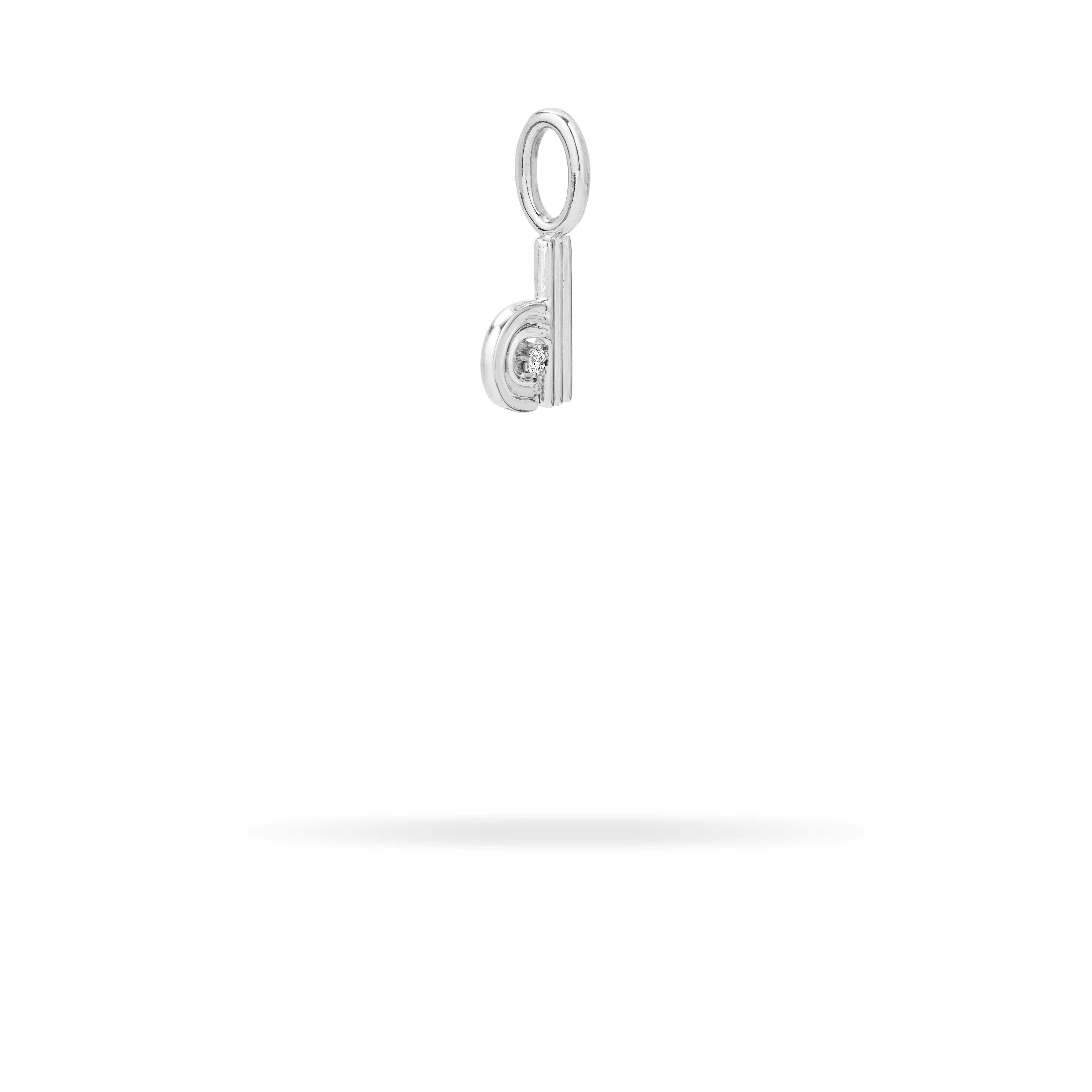 Groovy Diamond Initial Mini Charm D in Sterling Silver