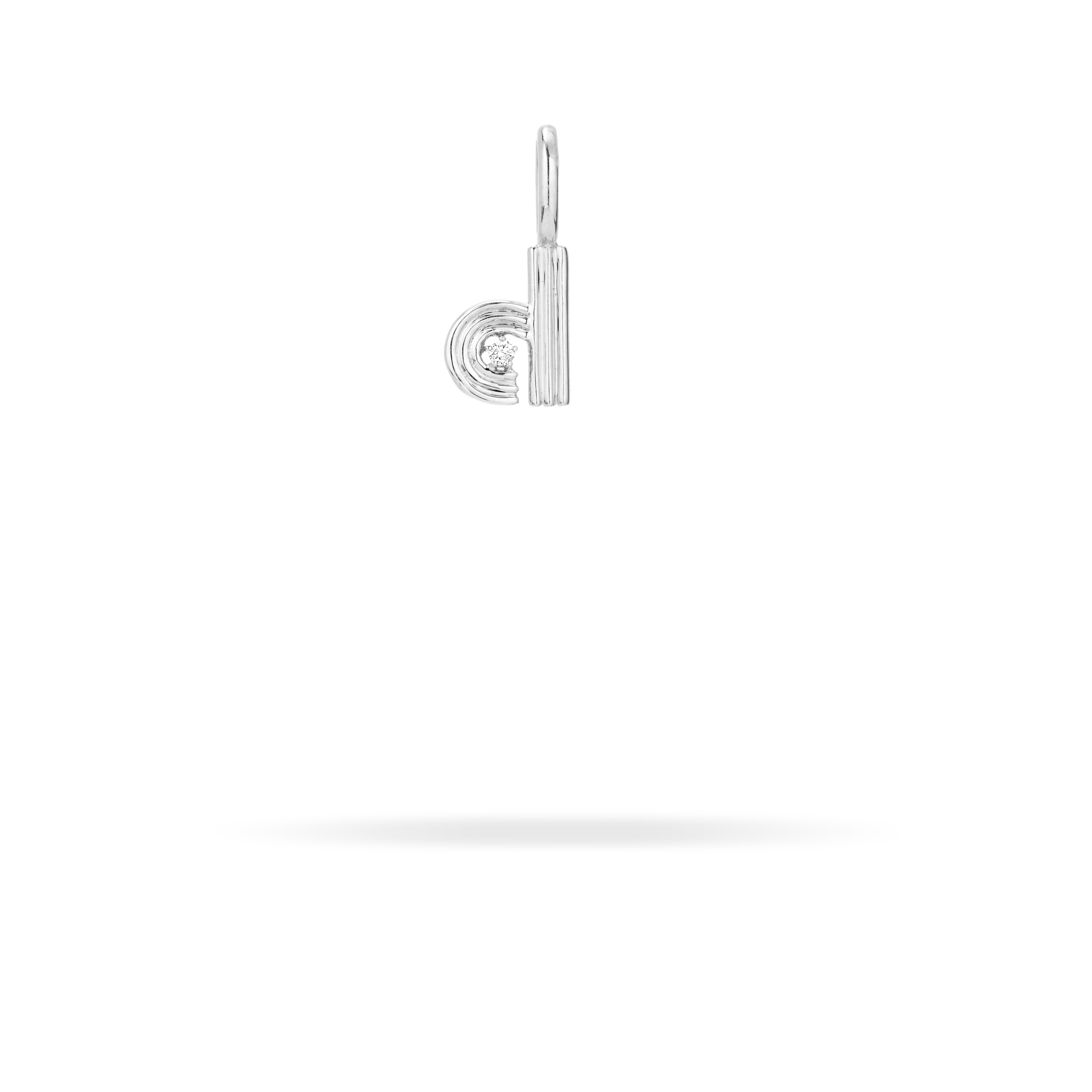 Groovy Diamond Initial Mini Charm D in Sterling Silver