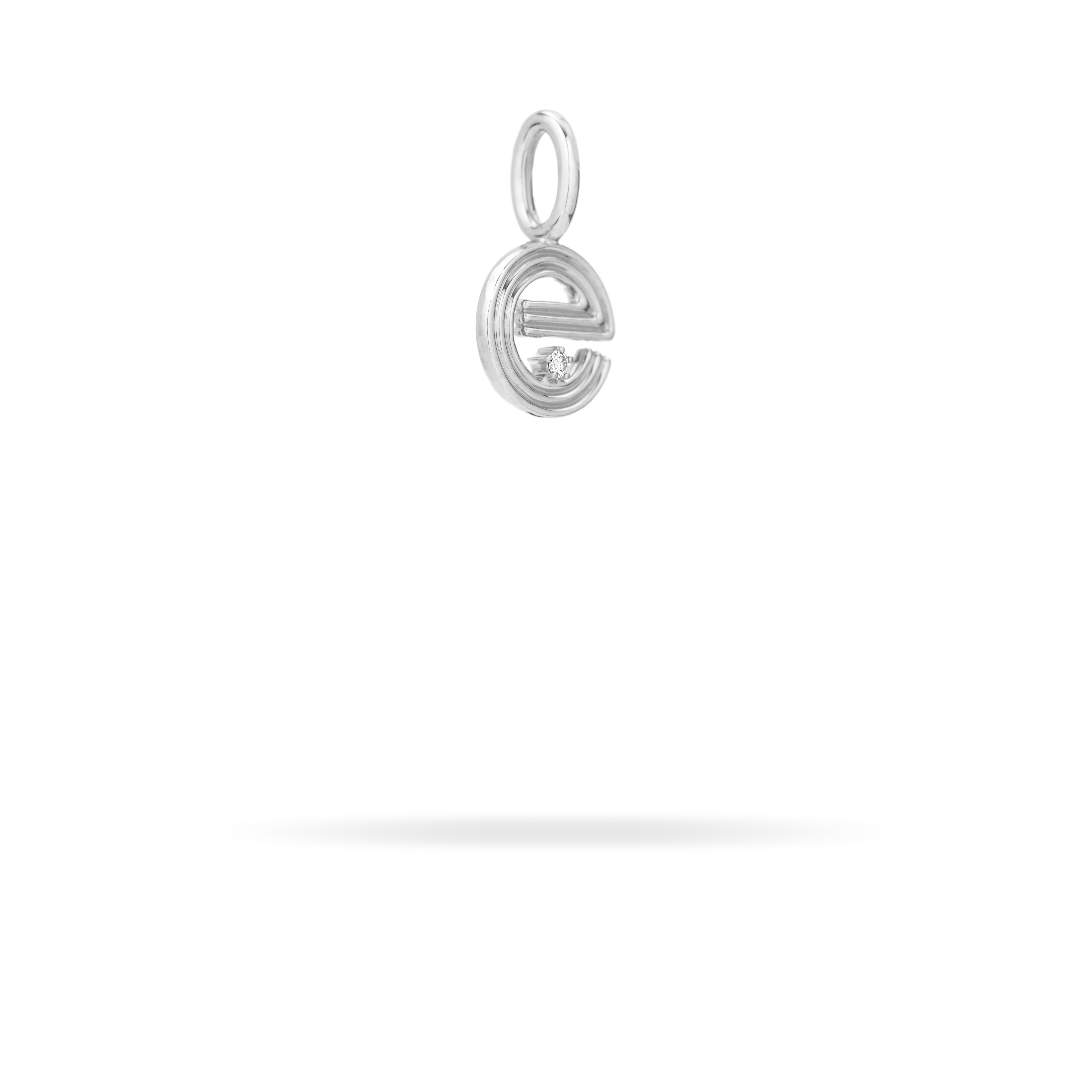 Groovy Diamond Initial Mini Charm E in Sterling Silver