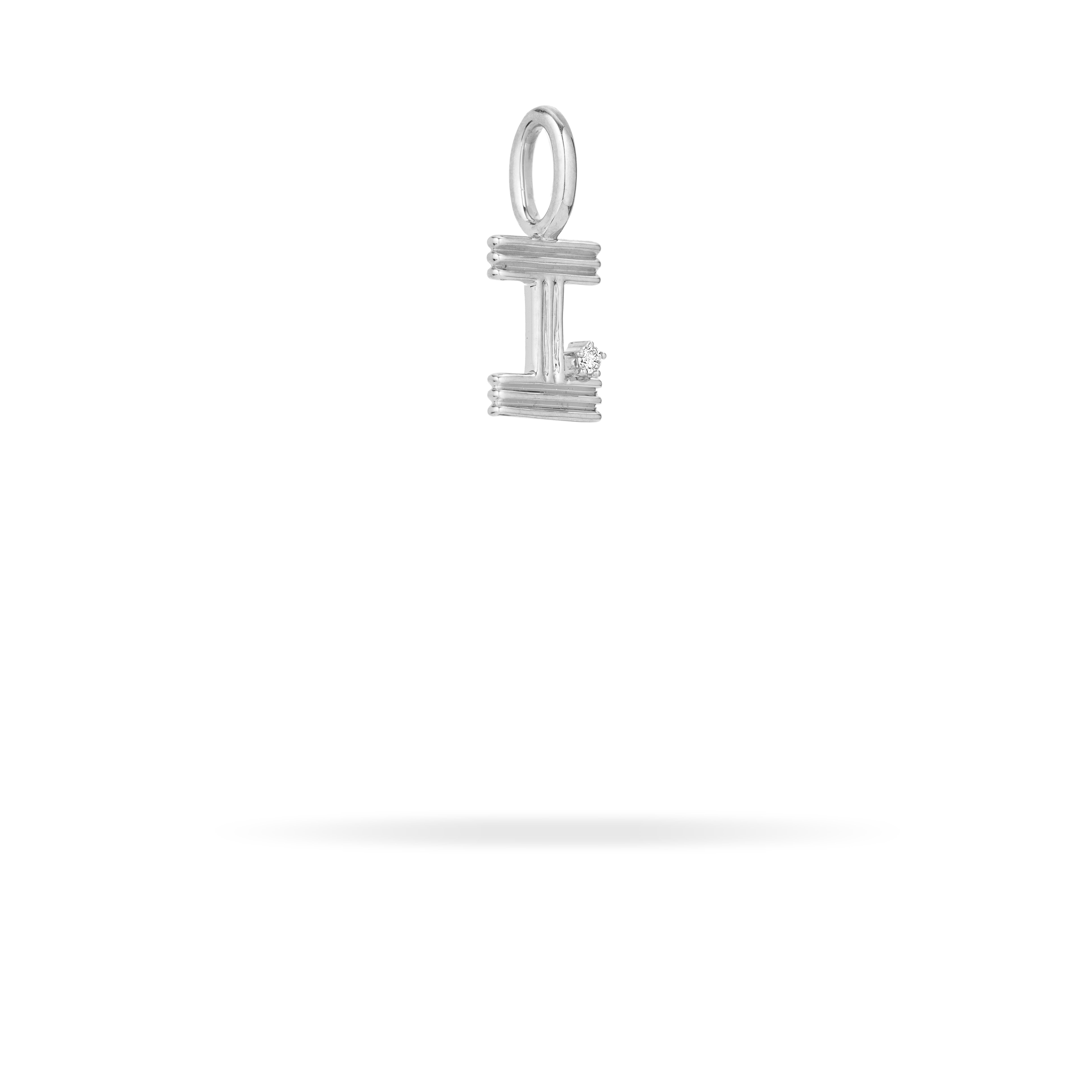 Groovy Diamond Initial Mini Charm I in Sterling Silver
