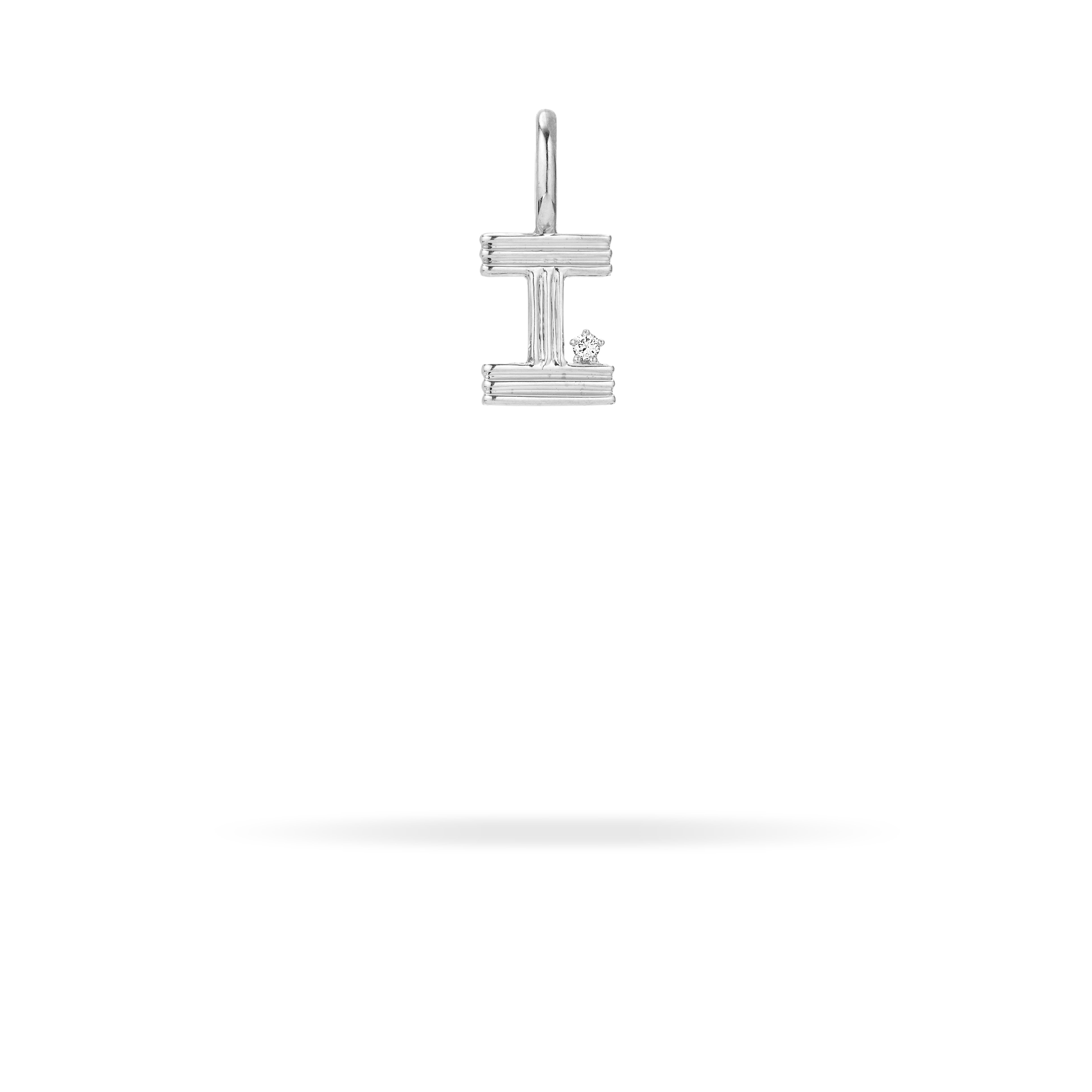 Groovy Diamond Initial Mini Charm I in Sterling Silver