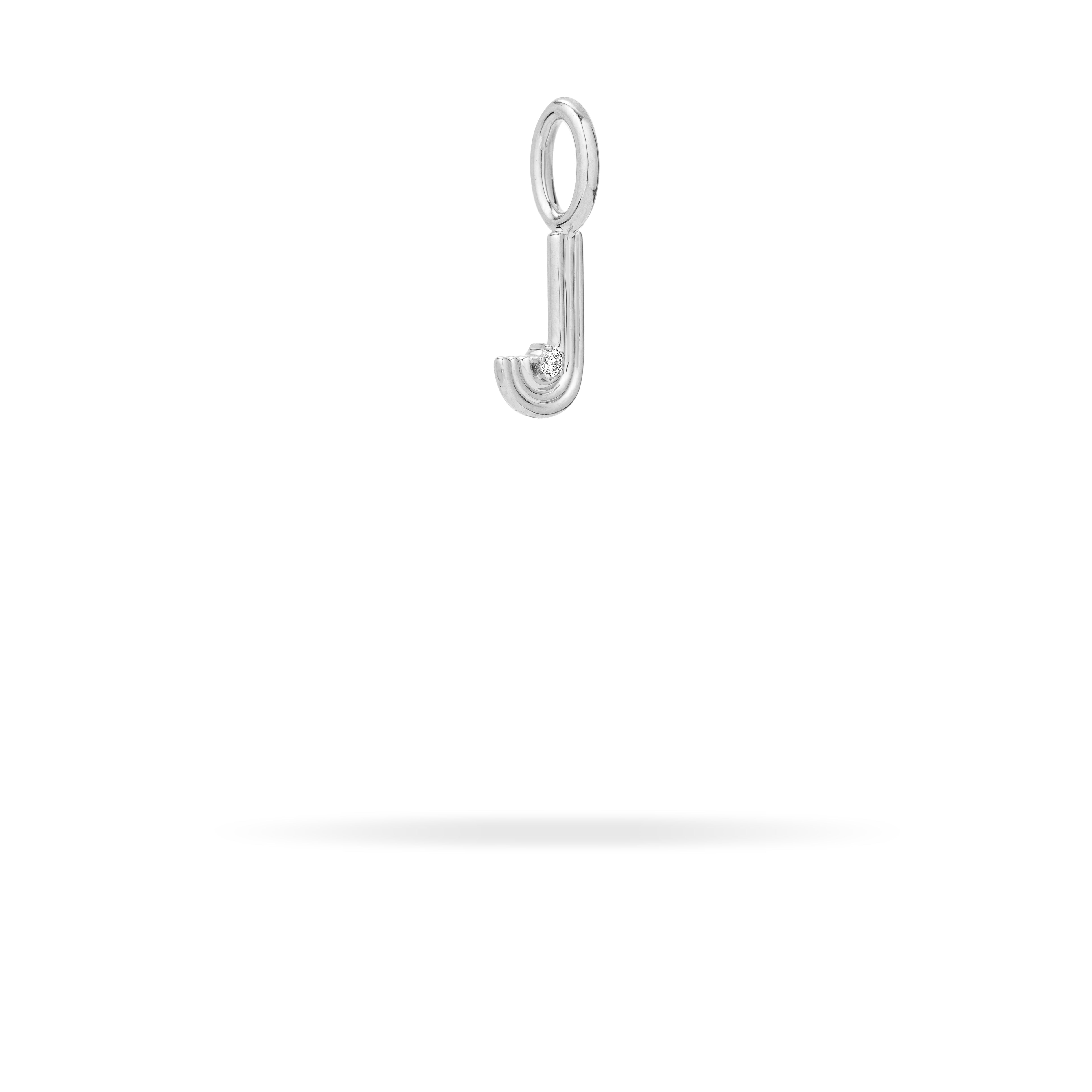 Groovy Diamond Initial Mini Charm J in Sterling Silver