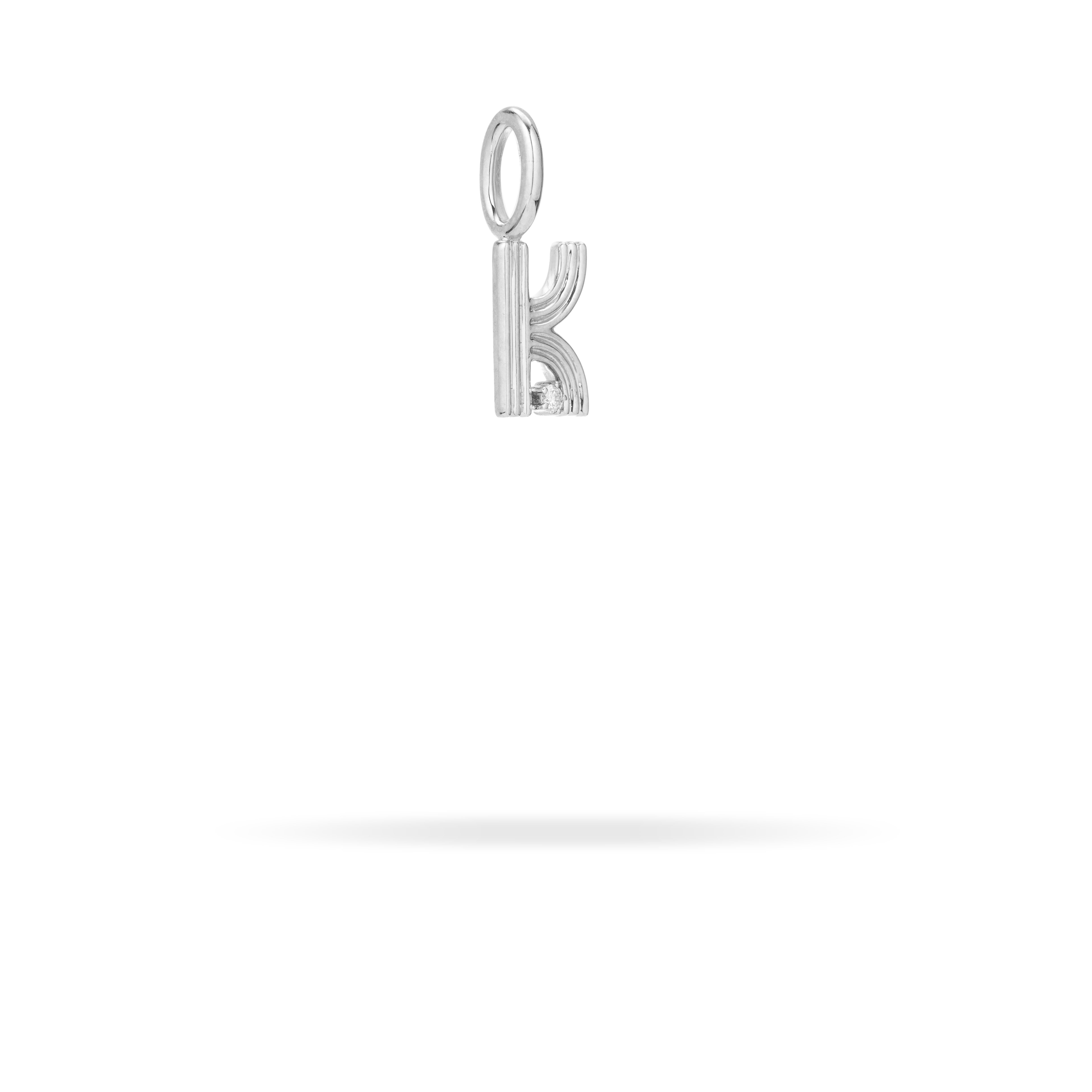 Groovy Diamond Initial Mini Charm K in Sterling Silver