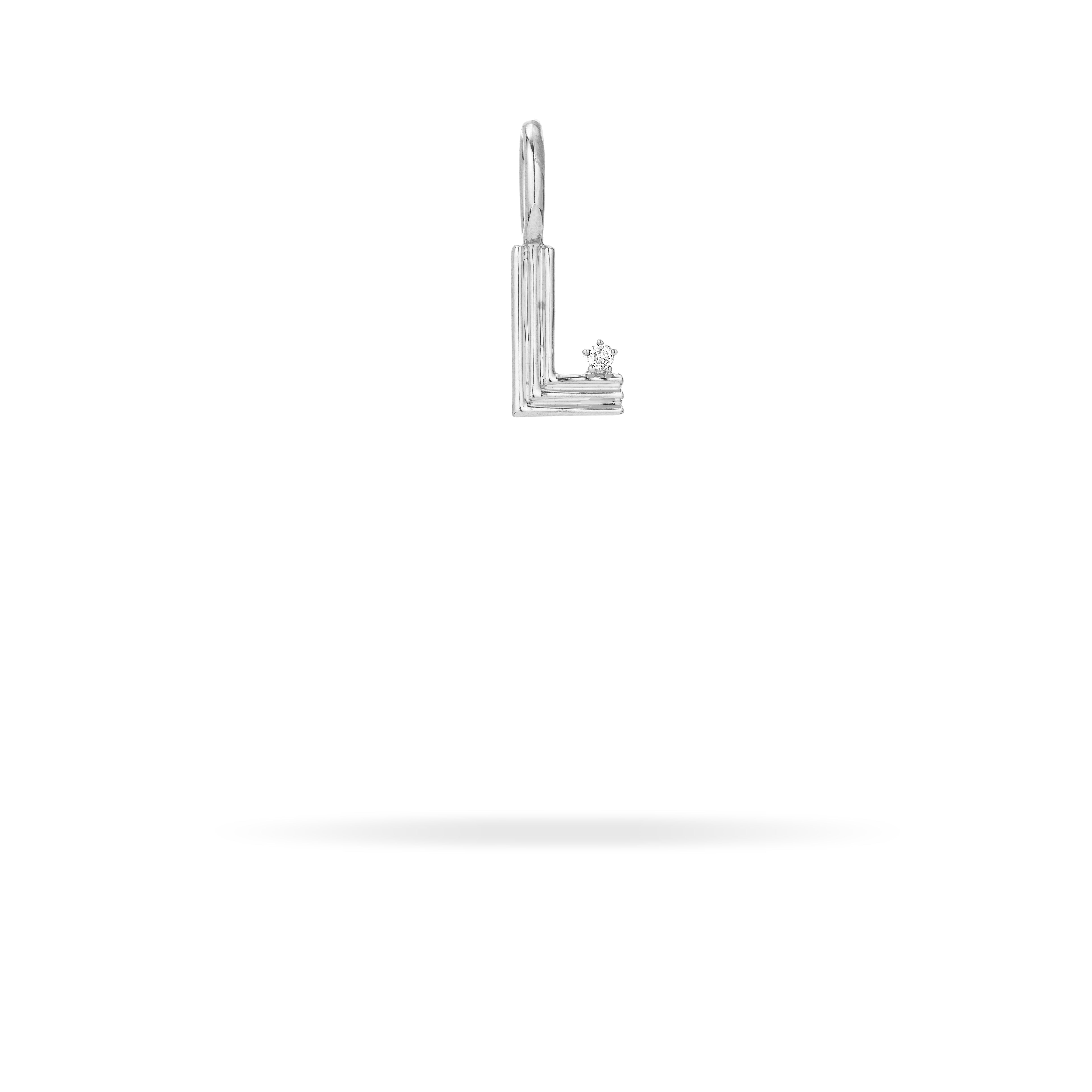 Groovy Diamond Initial Mini Charm L in Sterling Silver