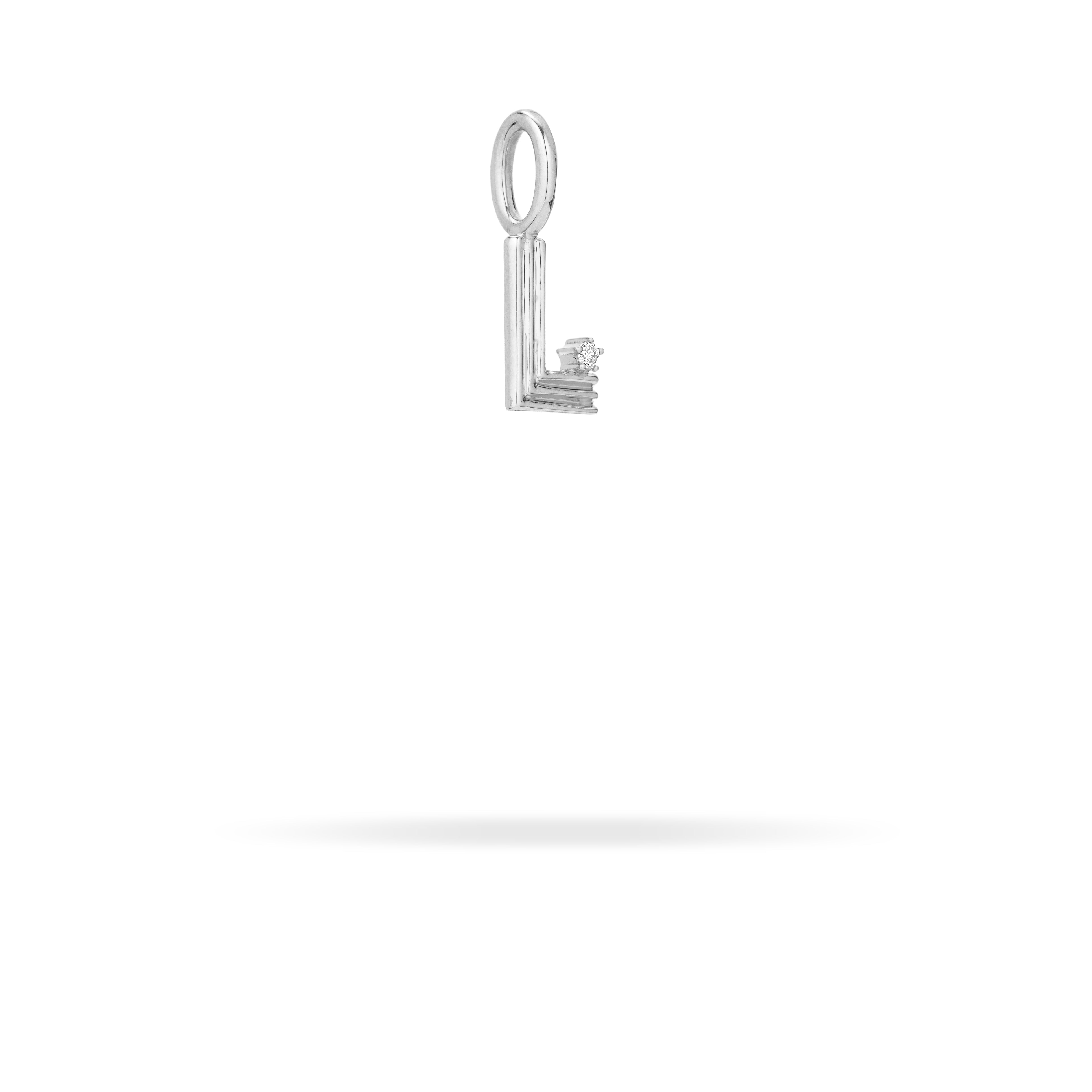 Groovy Diamond Initial Mini Charm L in Sterling Silver