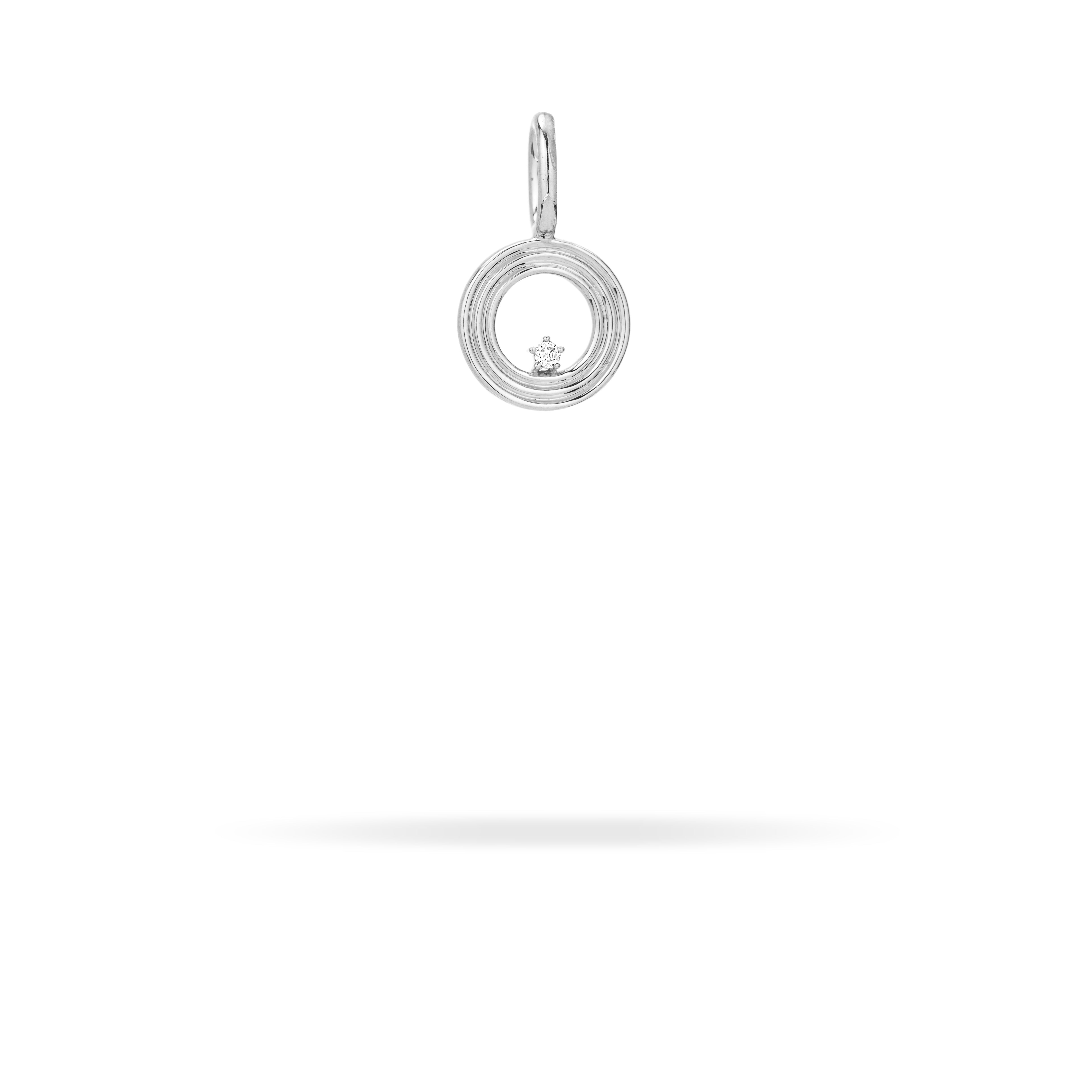 Groovy Diamond Initial Mini Charm O in Sterling Silver