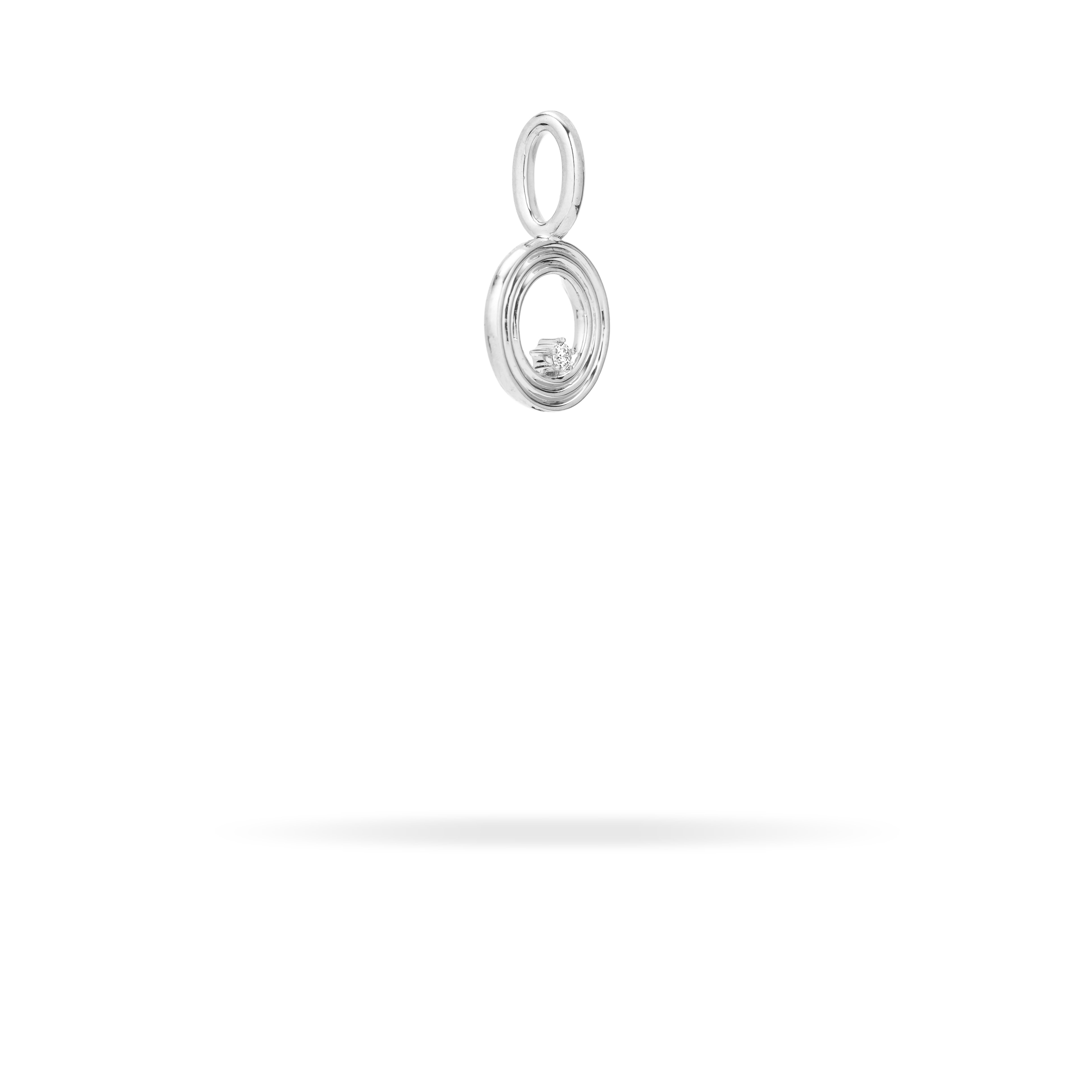 Groovy Diamond Initial Mini Charm O in Sterling Silver