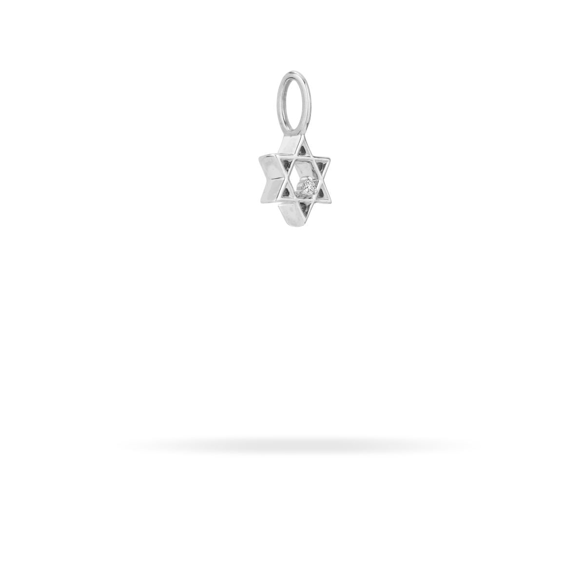 Diamond Star of David Mini Bead Charm  in Sterling Silver