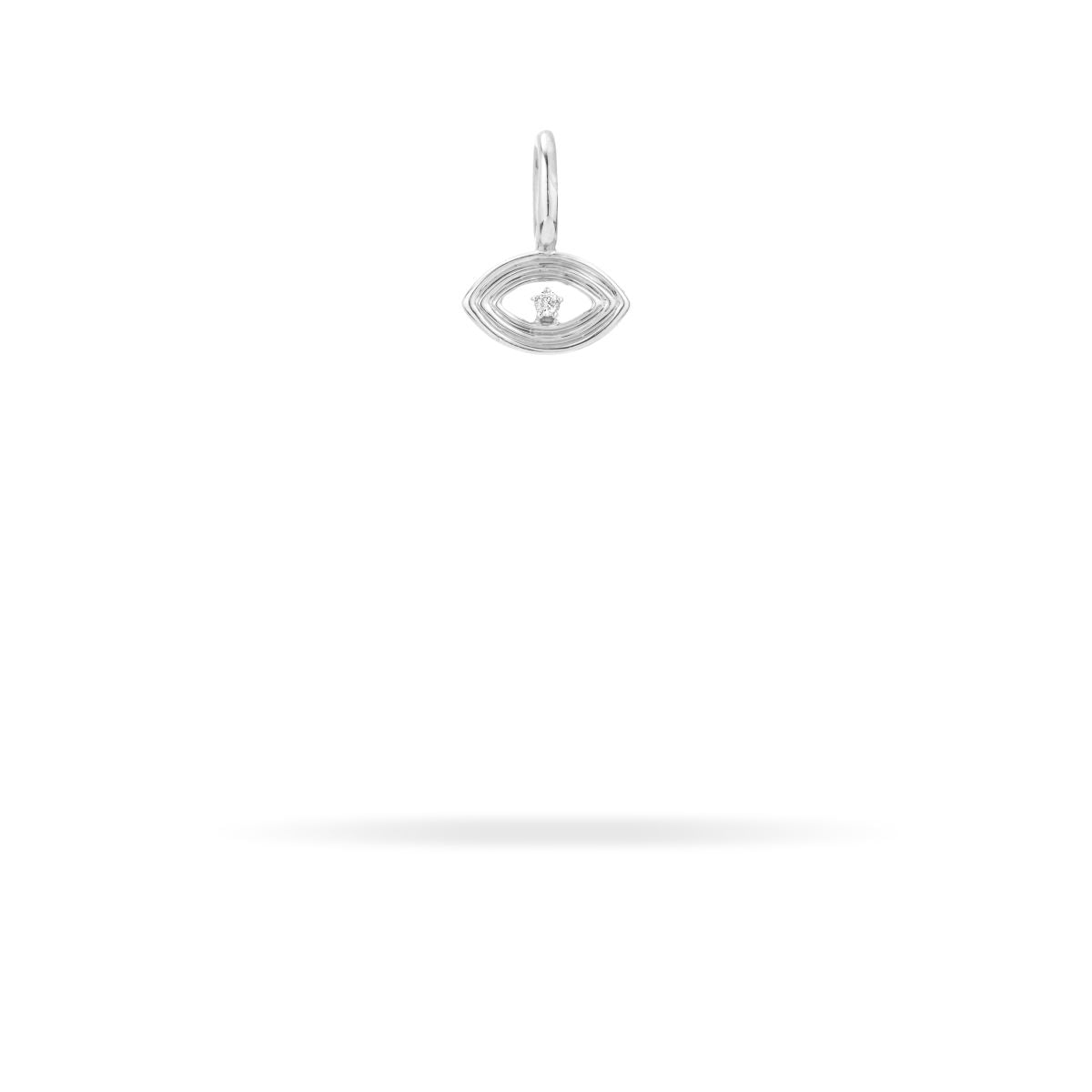 Groovy Diamond Evil Eye Mini Bead Charm  in Sterling Silver