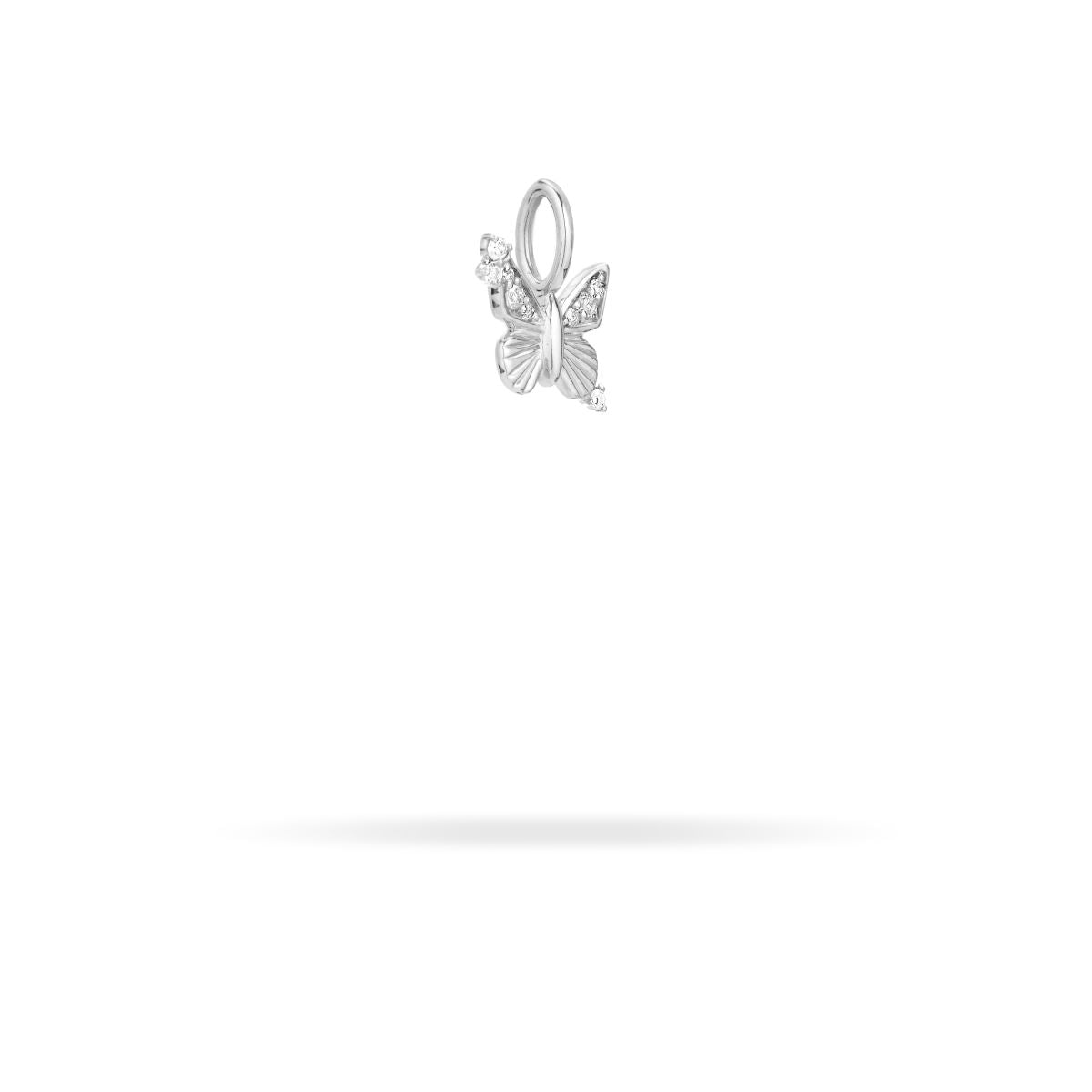 Diamond Butterfly Mini Bead Charm in Sterling Silver