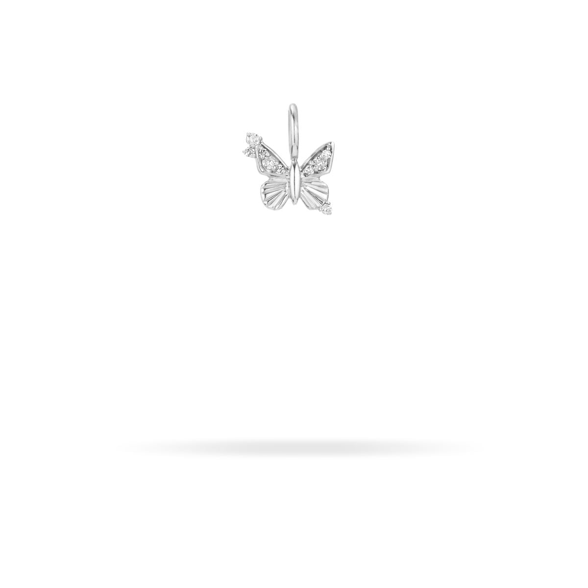 Diamond Butterfly Mini Bead Charm in Sterling Silver