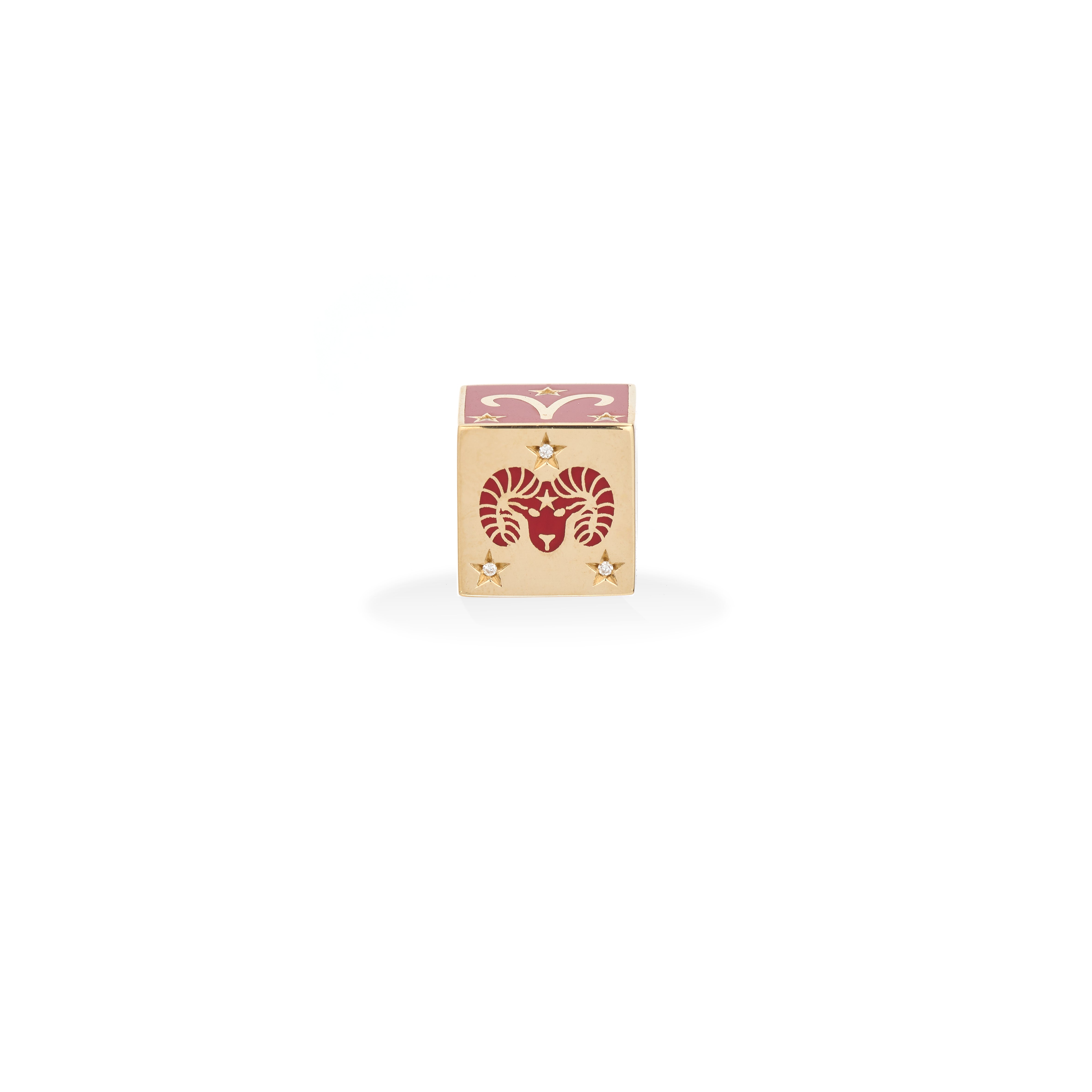 Zodiac Ceramic + Diamond Aries Block Big Bead