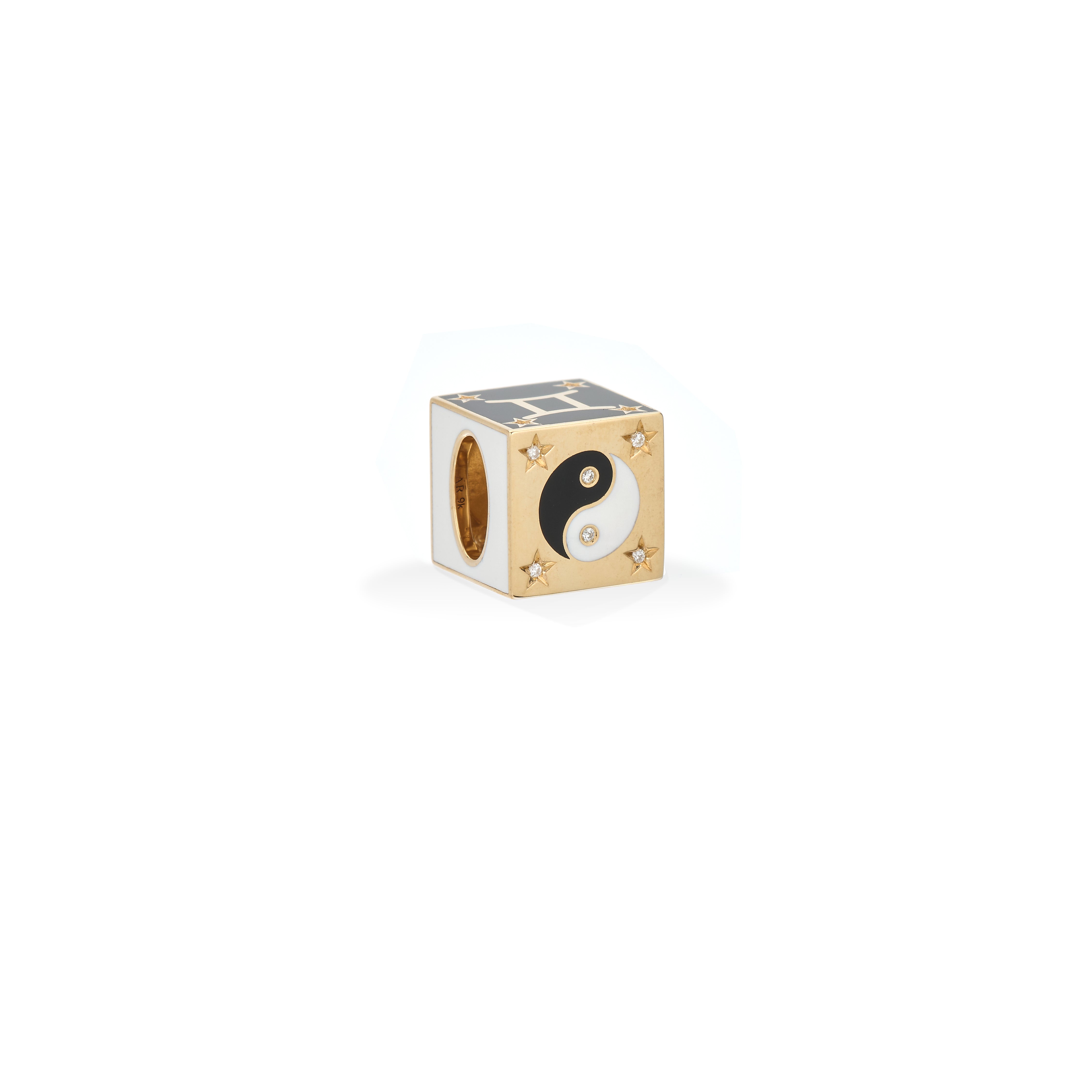 Zodiac Ceramic + Diamond Gemini Block Big Bead