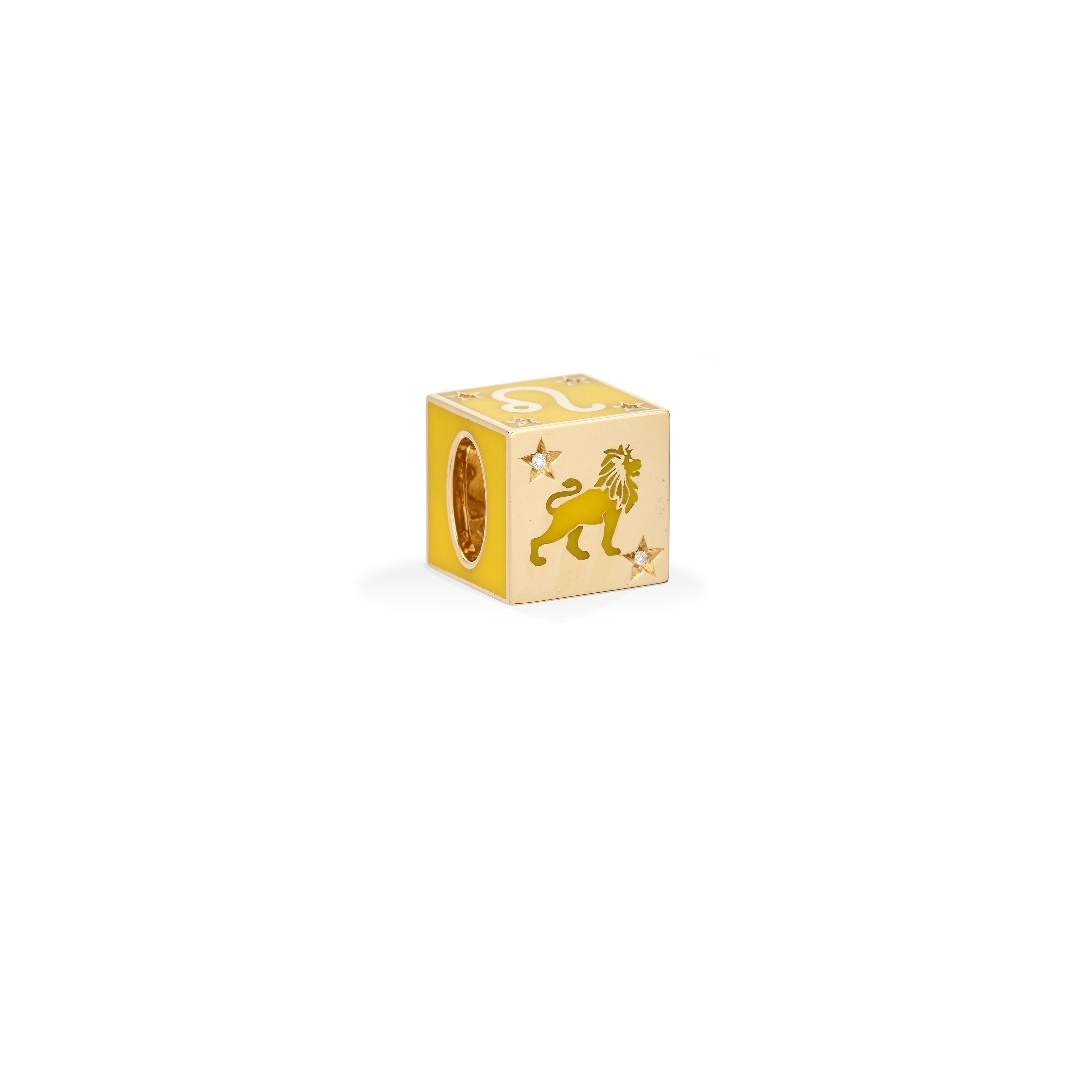 Zodiac Ceramic + Diamond Leo Block Big Bead