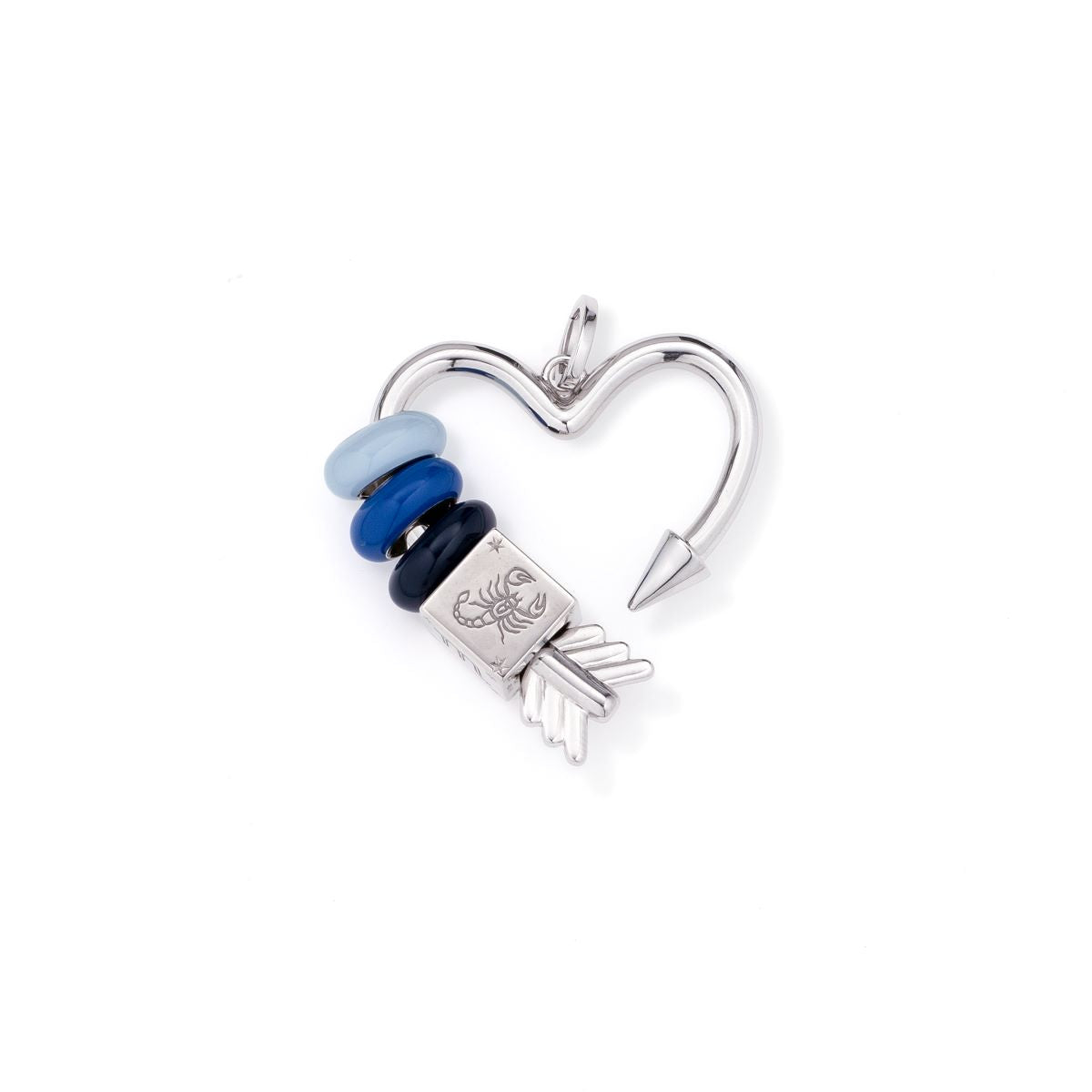 Arrow Heart Hinged Charm in Sterling Silver for Big Beads