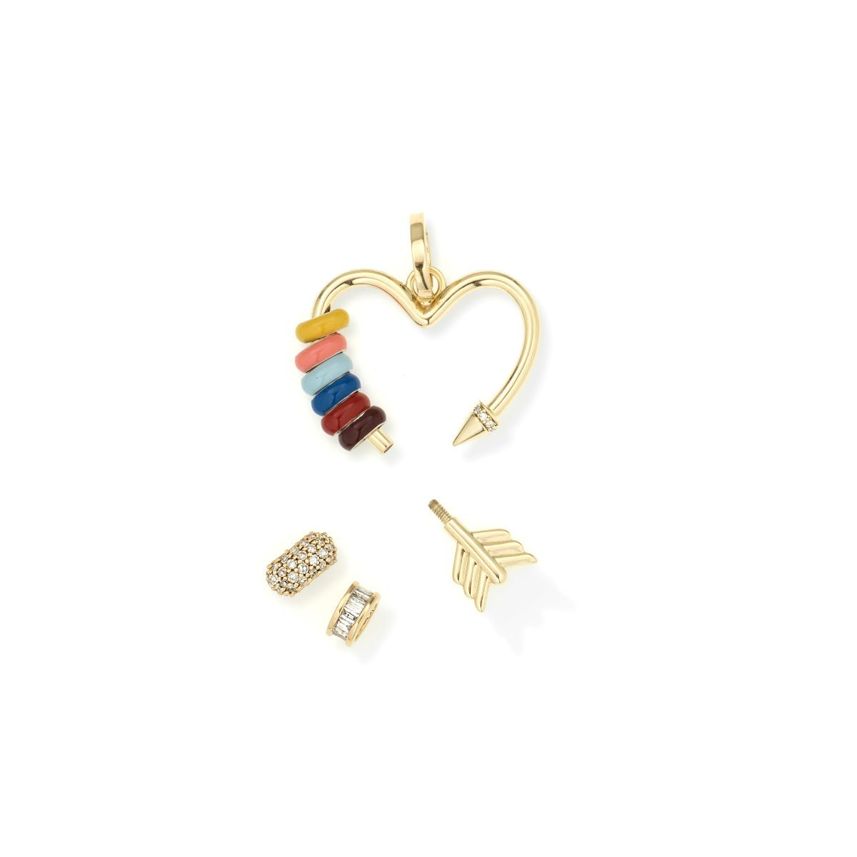 Diamond Arrow Heart Hinged Charm for Mini Beads