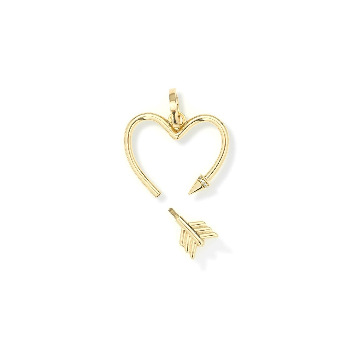 Diamond Arrow Heart Hinged Charm for Mini Beads