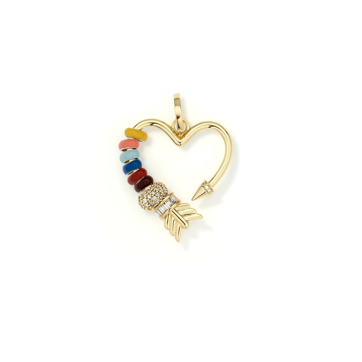 Diamond Arrow Heart Hinged Charm for Mini Beads