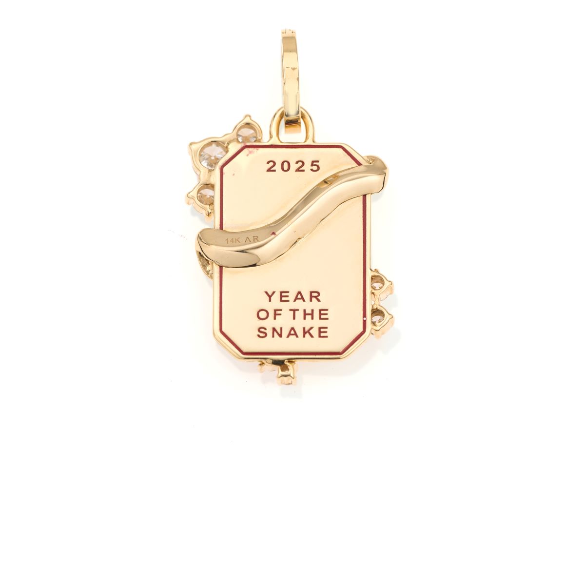 Year of the Snake Diamond Dog Tag Hinged Charm - Lab Grown
