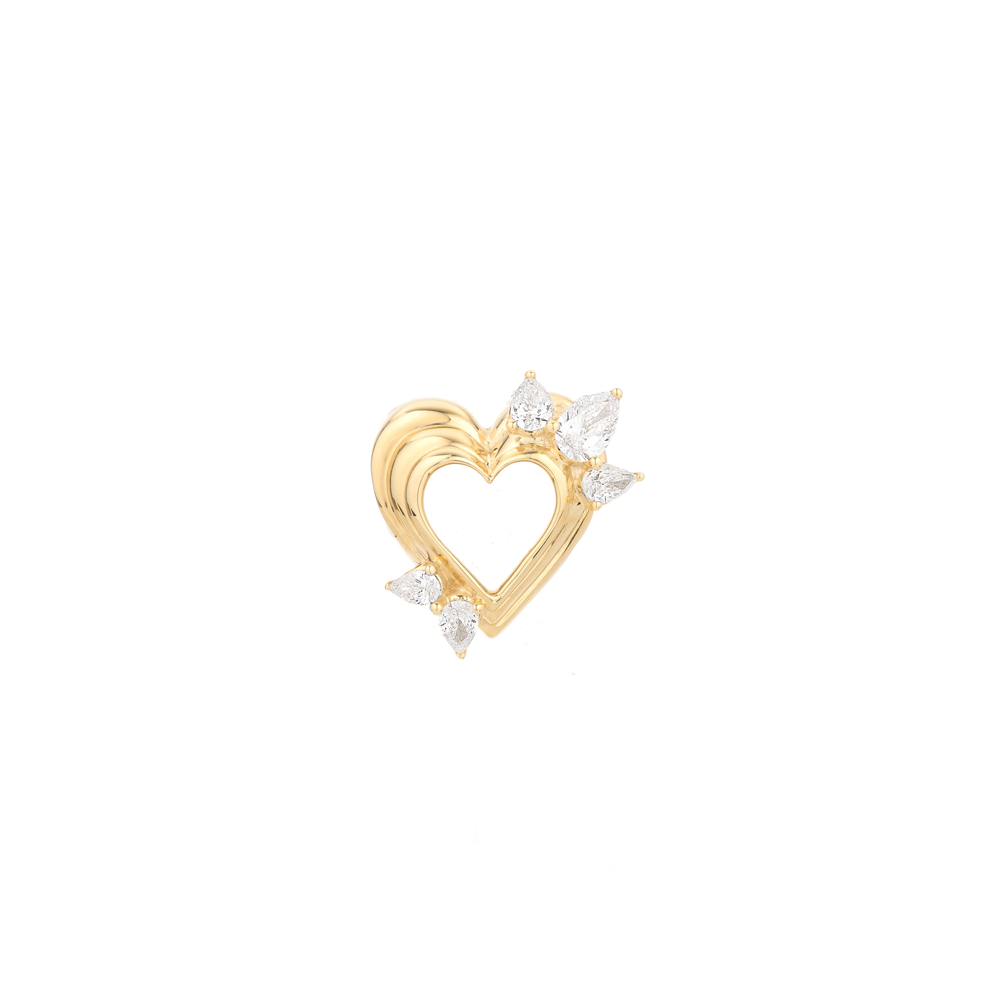 Open Heart Diamond Pear Big Bead - Lab Grown