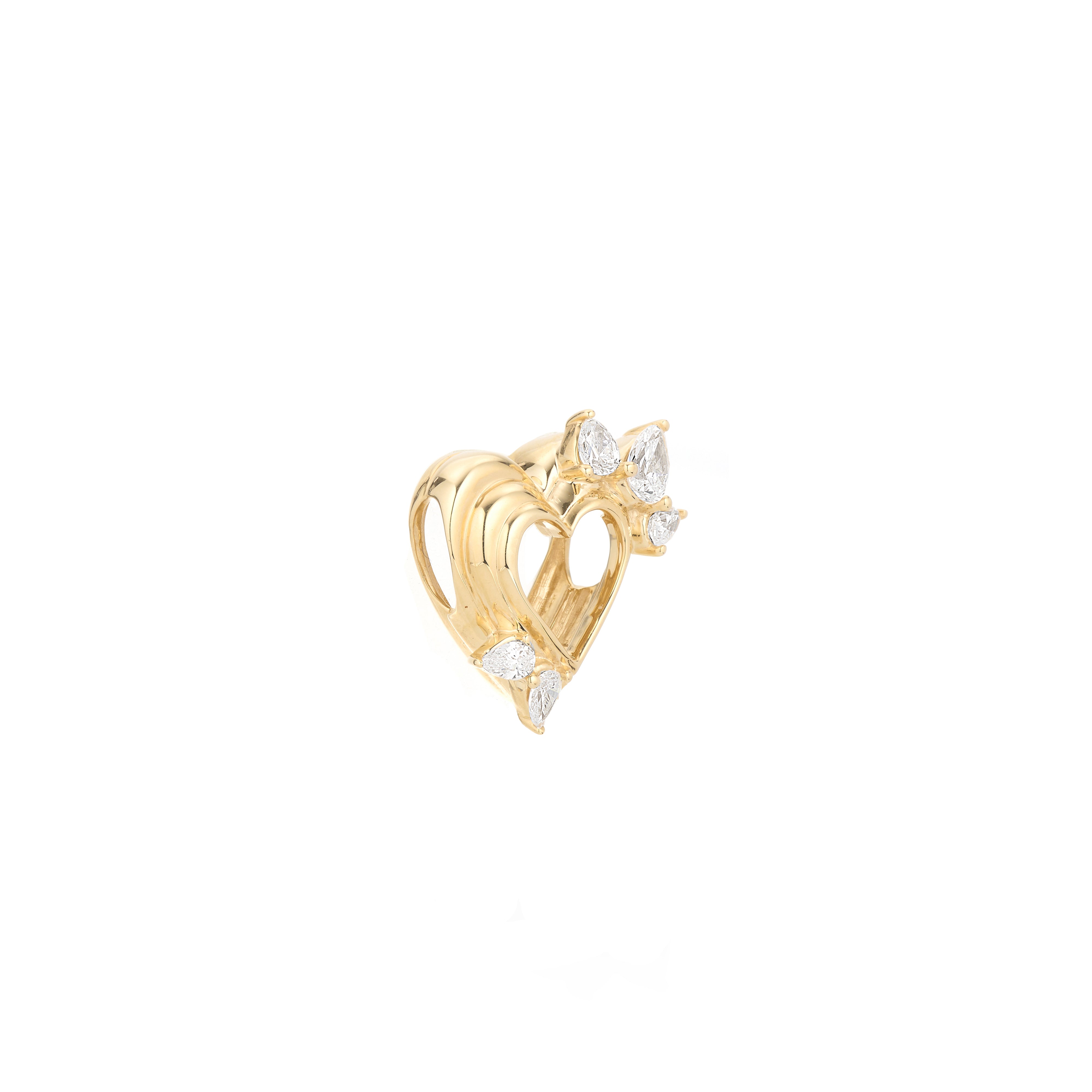 Open Heart Diamond Pear Big Bead - Lab Grown
