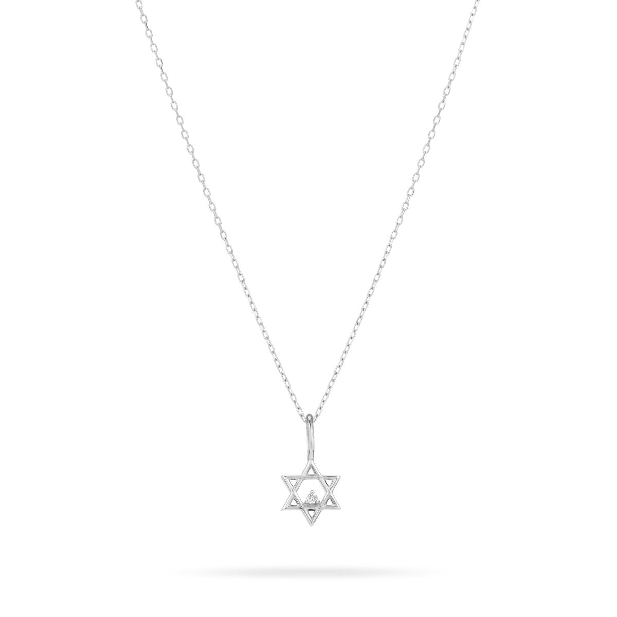 Diamond Star of David Mini Bead Charm  in Sterling Silver