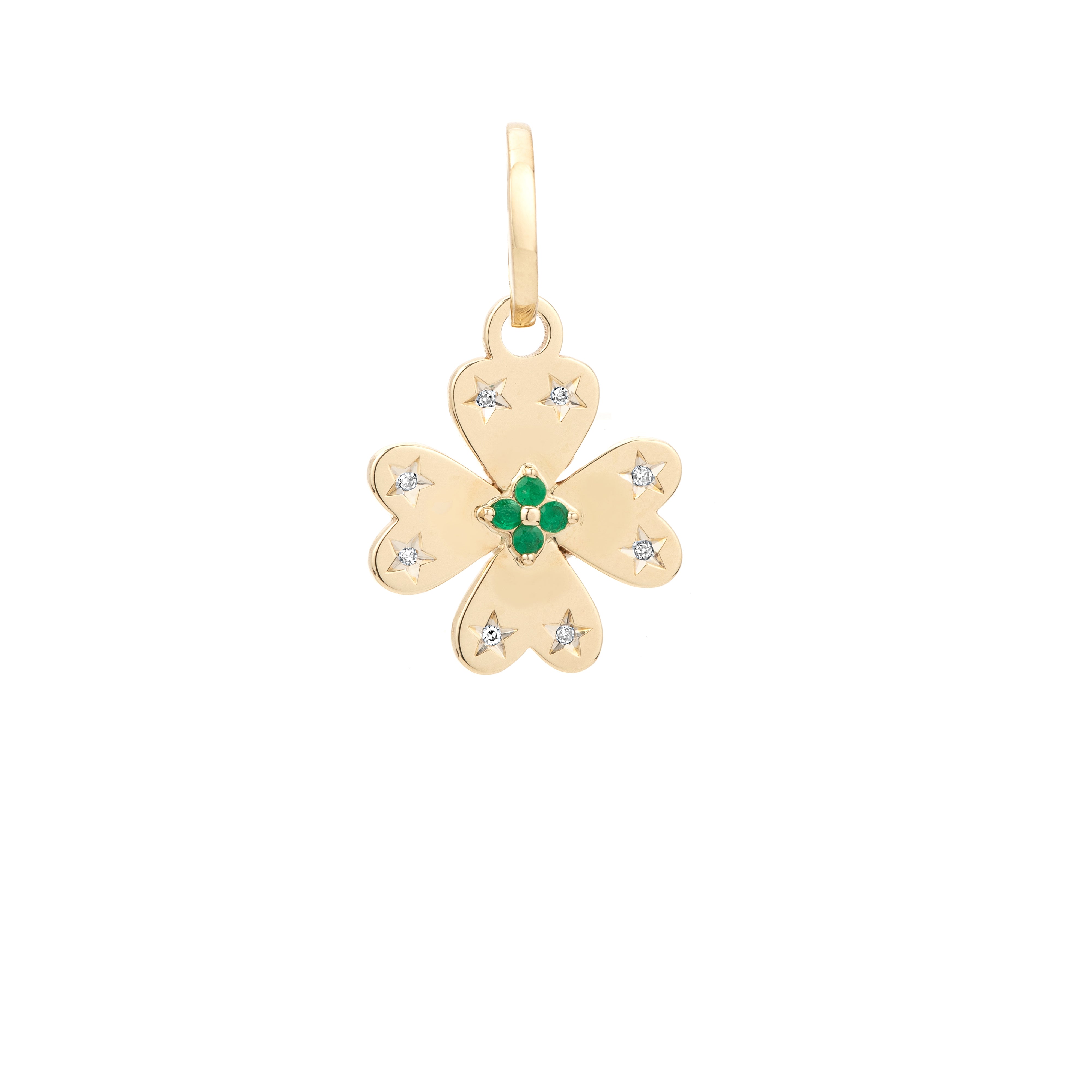Emerald + Diamond Clover Hinged Charm