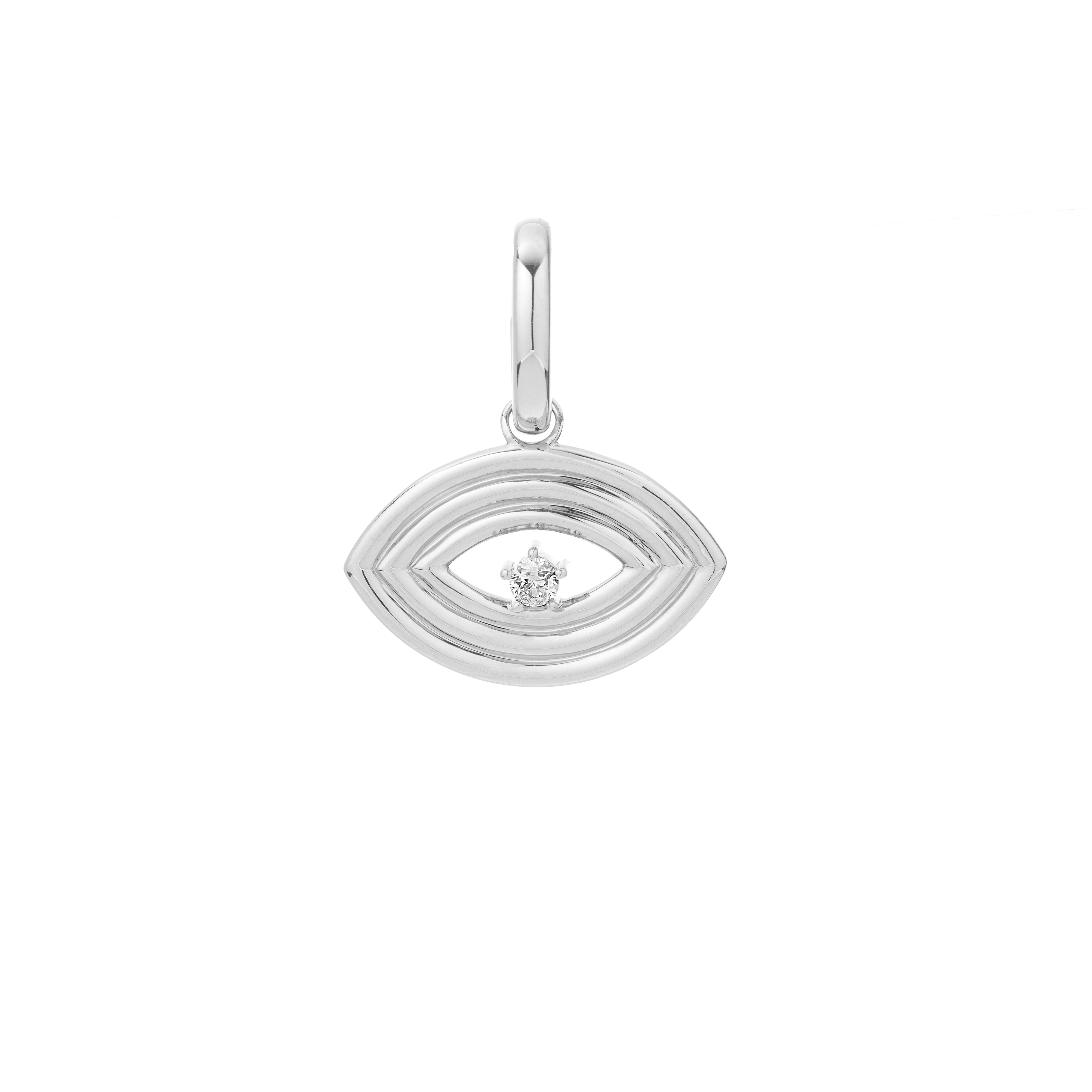 Groovy Diamond Evil Eye Hinged Charm in Sterling Silver