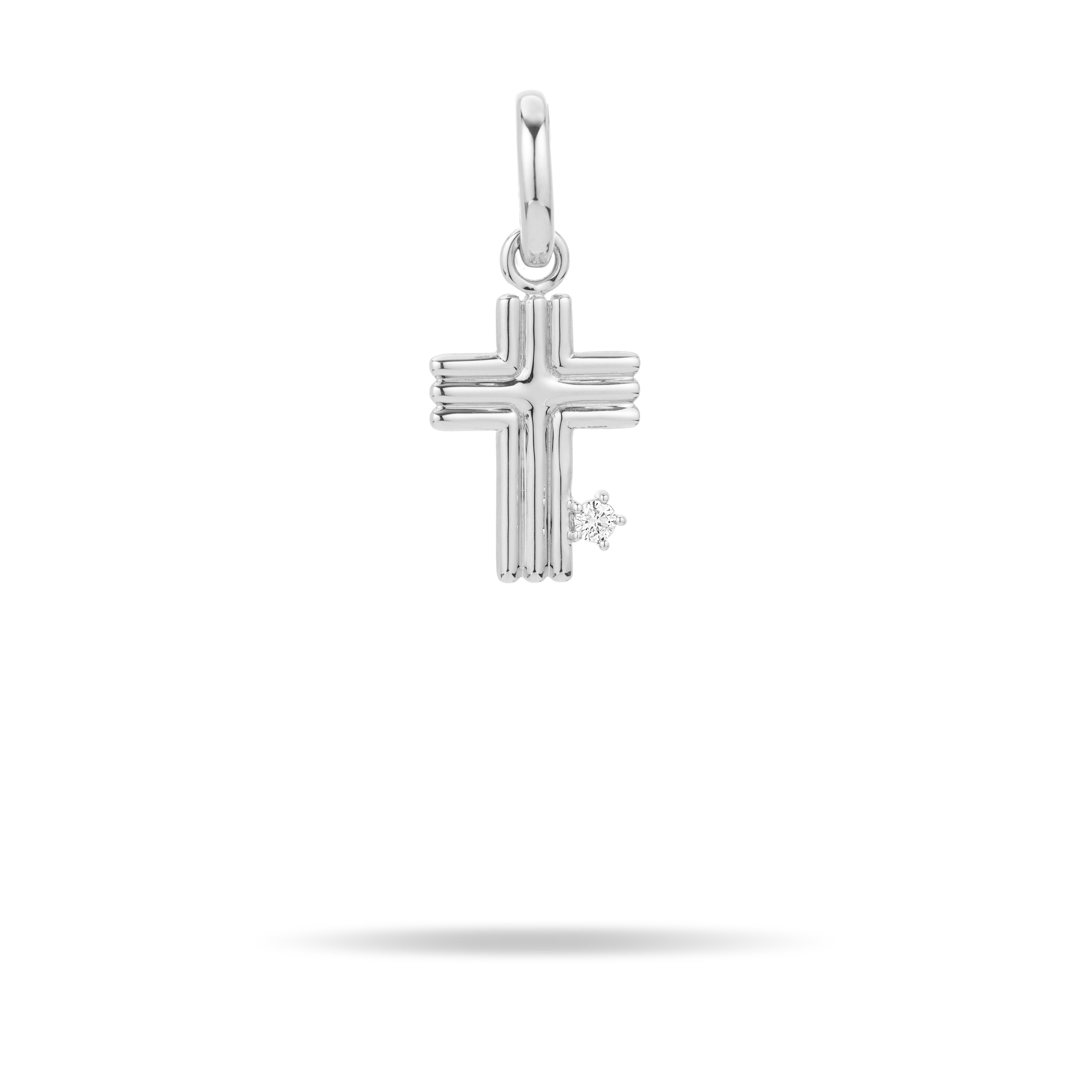 Groovy Cross Hinged Charm in Sterling Silver