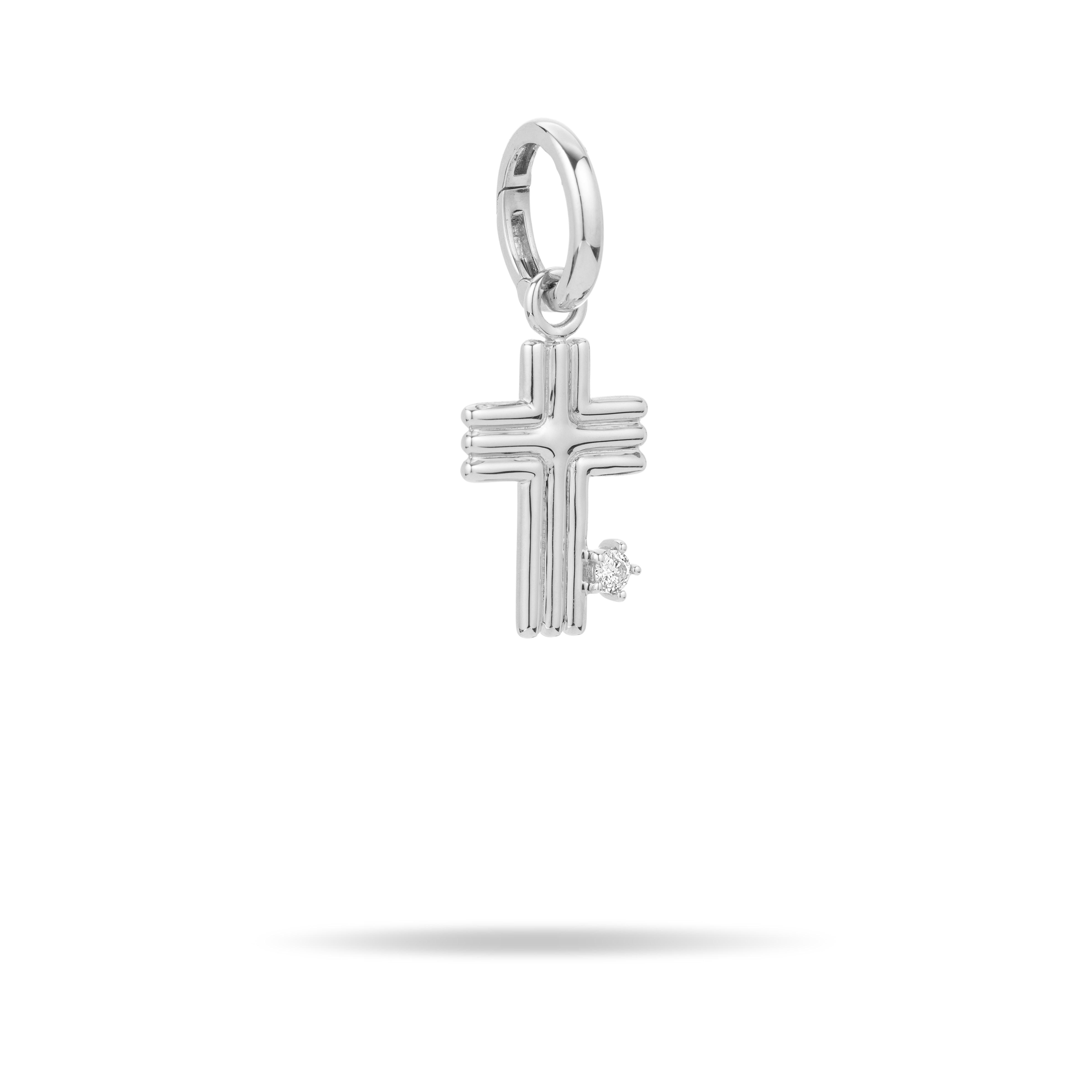 Groovy Cross Hinged Charm in Sterling Silver