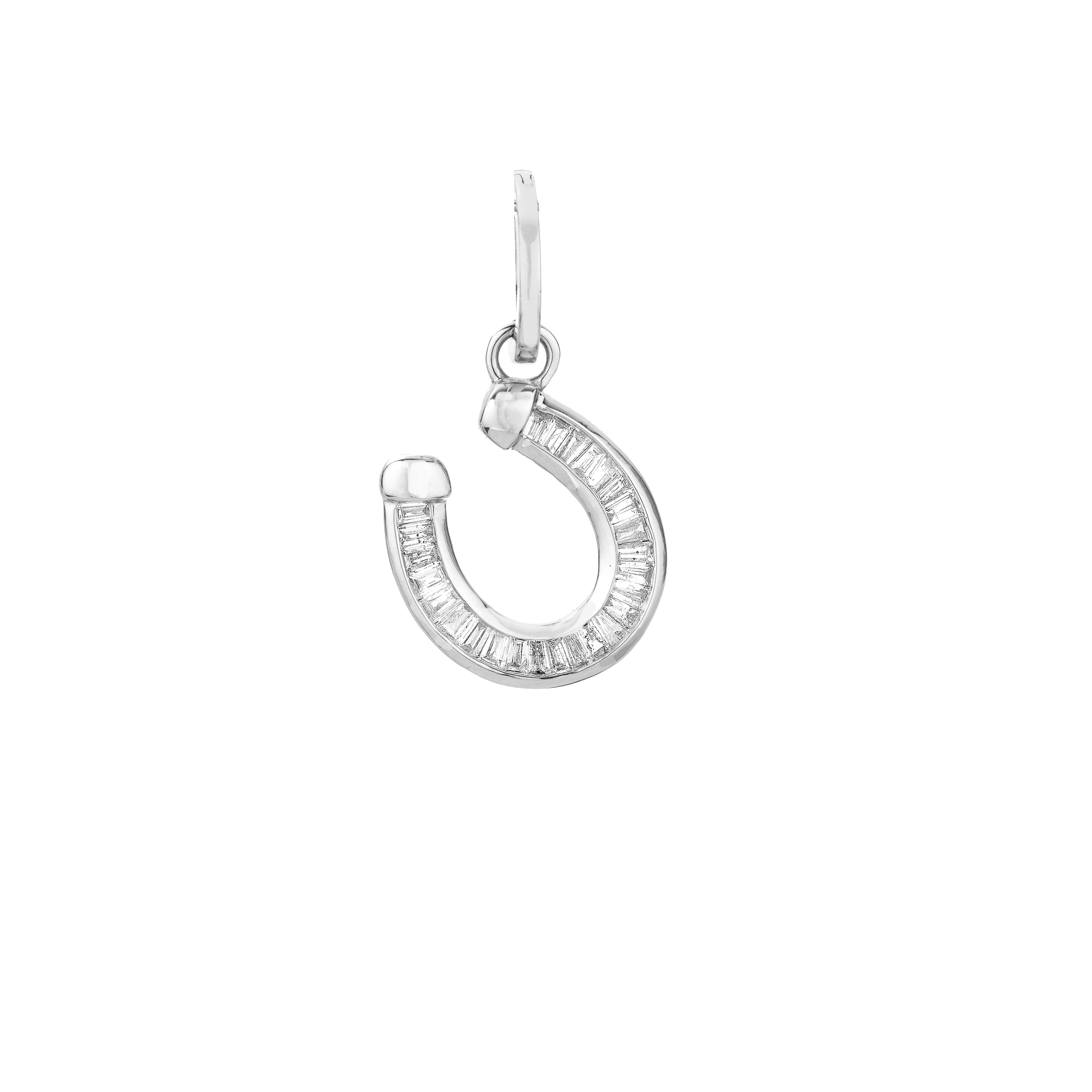Baguette Horseshoe Hinged Charm in Sterling Silver