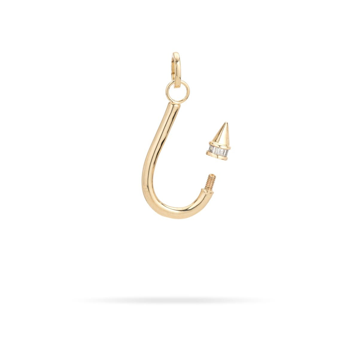 Baguette Diamond Fish Hook Charm